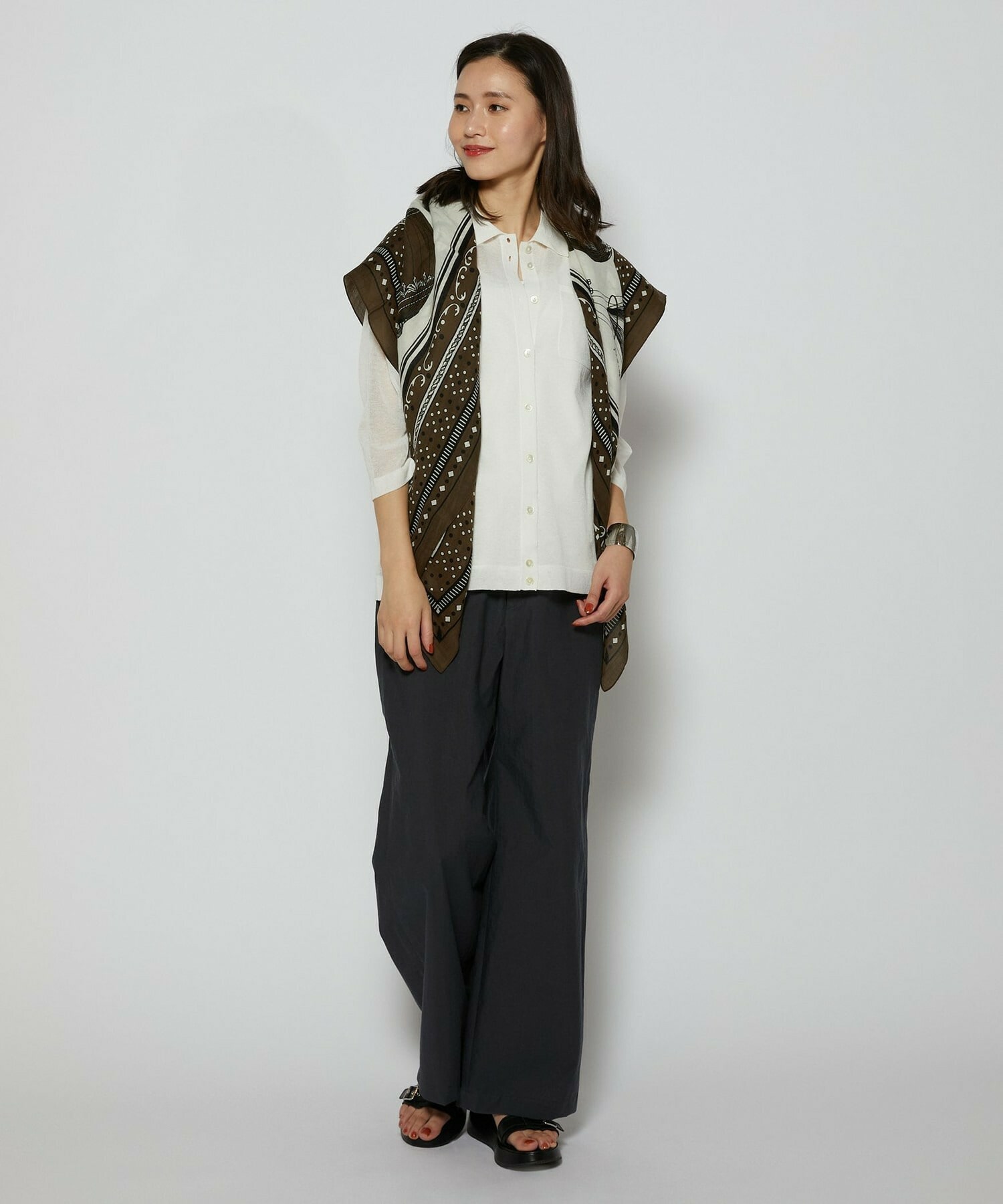 【L'EQUIPE】リネン混カーディガン 詳細画像 ブラック 3