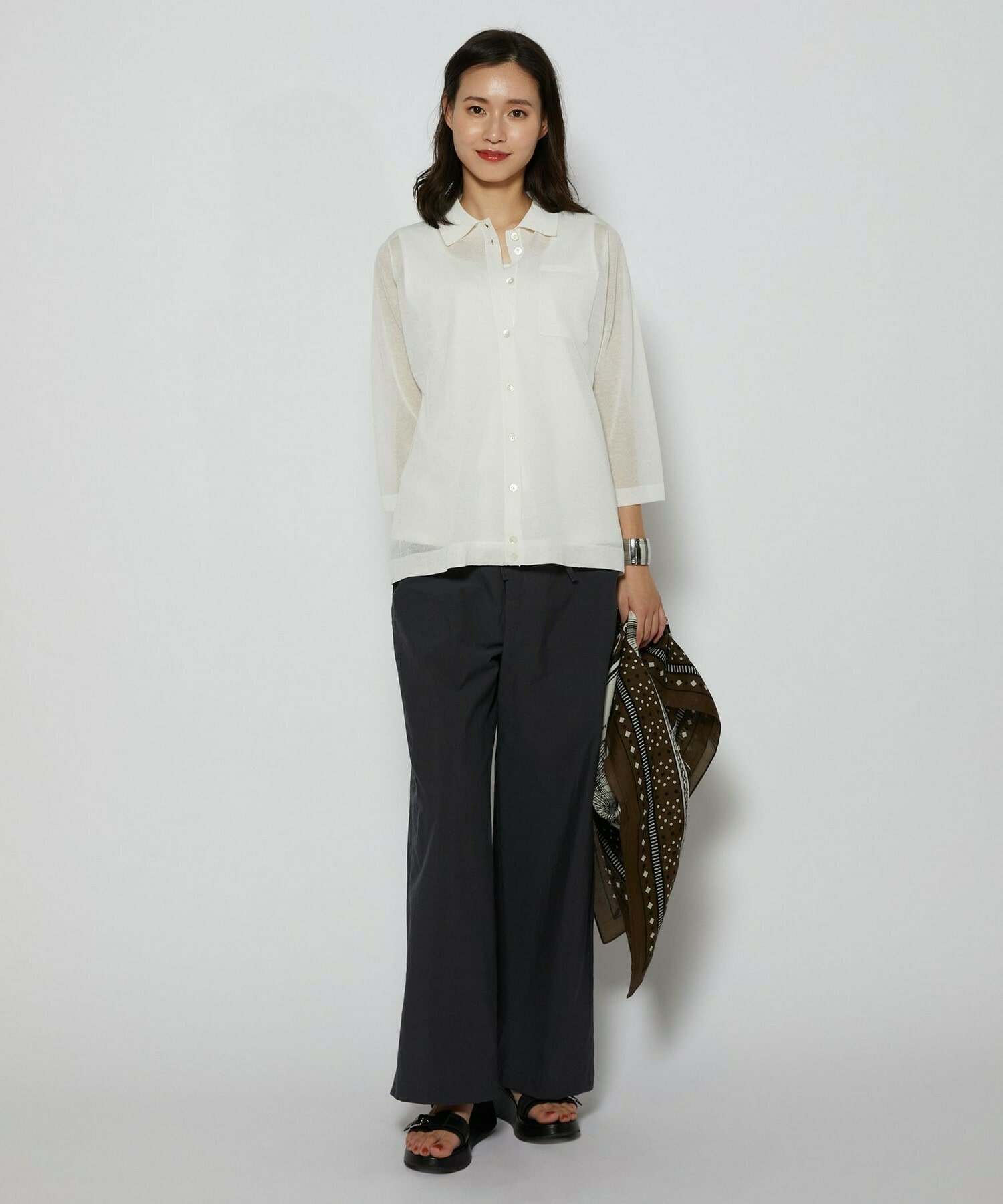 【L'EQUIPE】リネン混カーディガン 詳細画像 ブラック 4