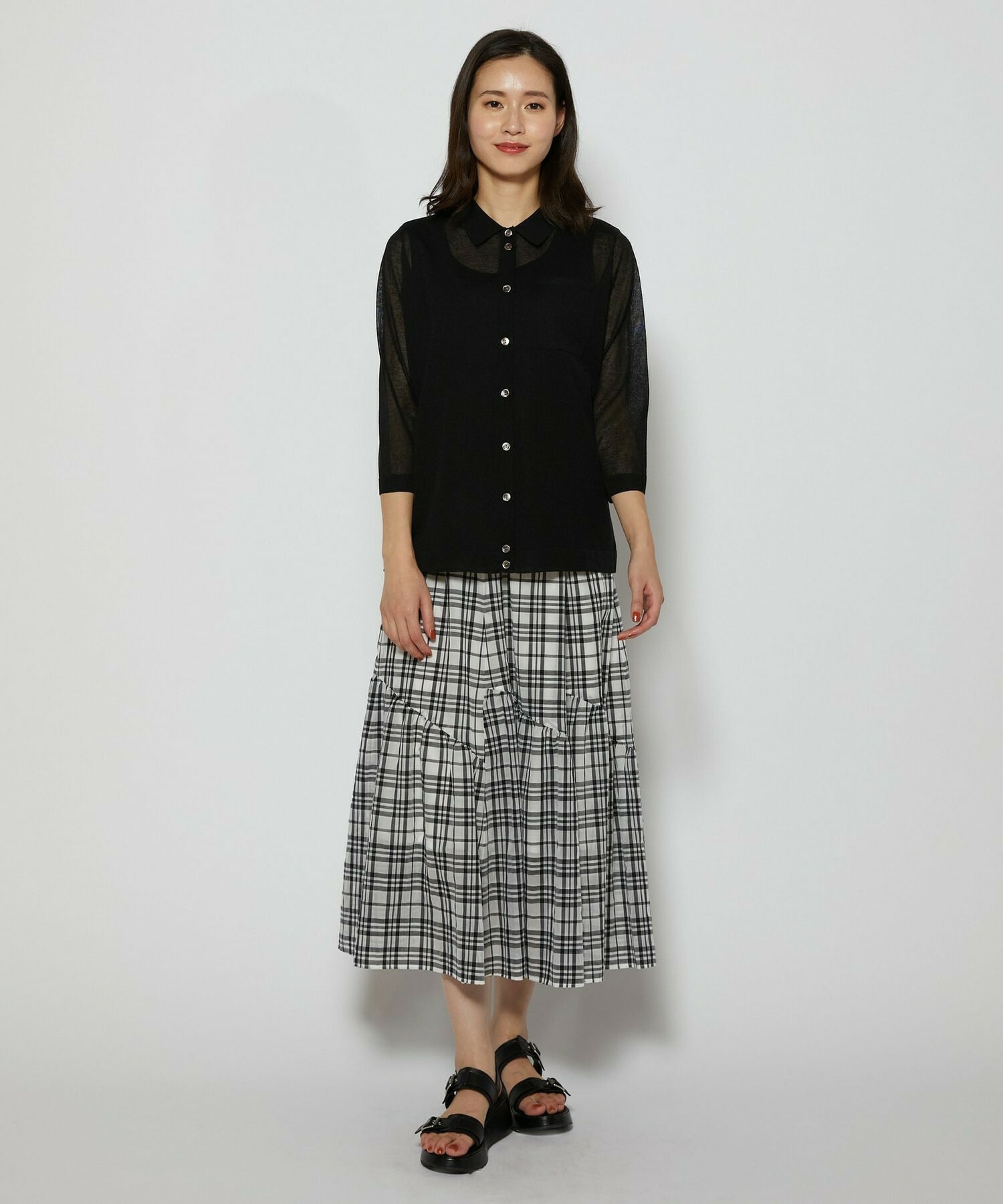 【L'EQUIPE】リネン混カーディガン 詳細画像 ブラック 6