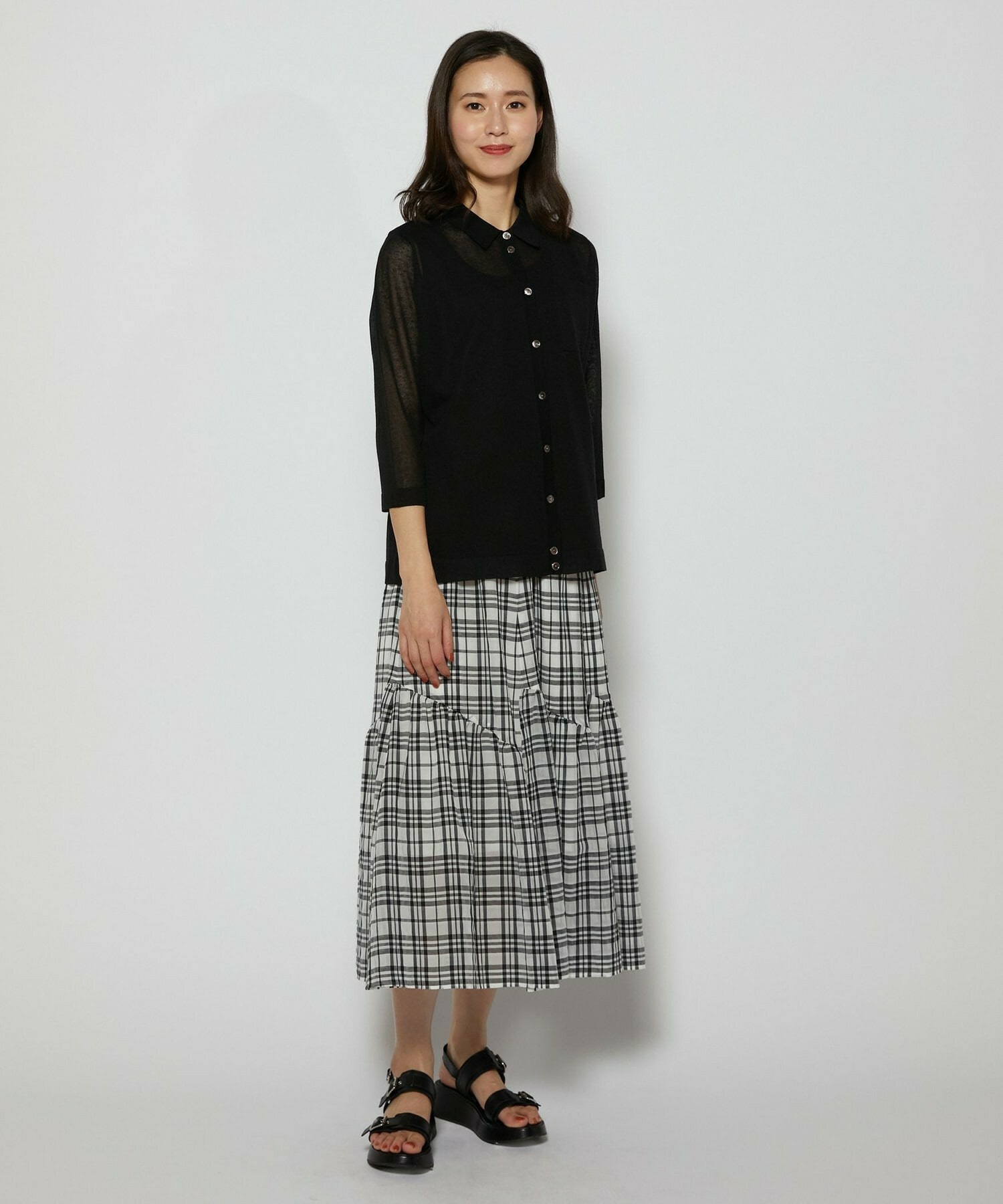 【L'EQUIPE】リネン混カーディガン 詳細画像 ブラック 8