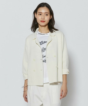 【L'EQUIPE】コットンポリミラノリブニットジャケット 詳細画像 オフホワイト 1