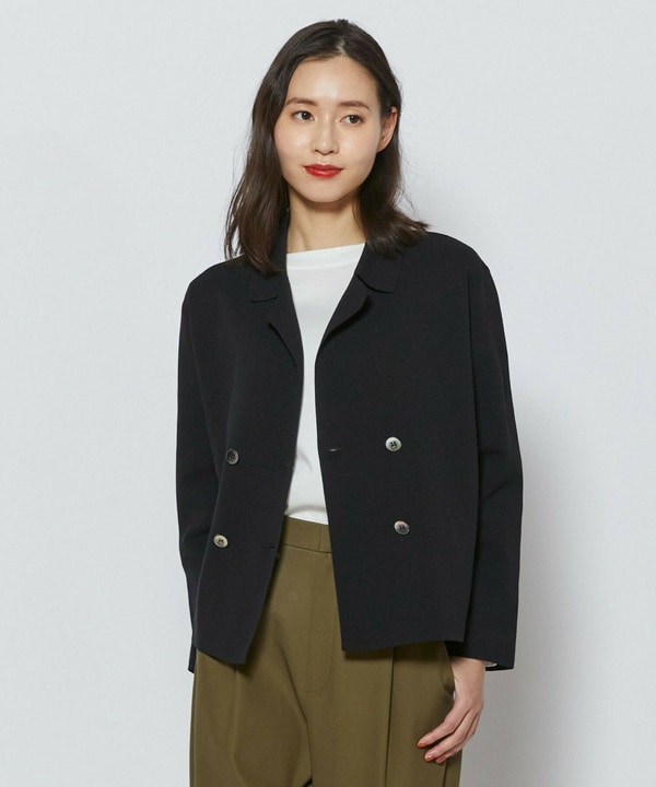 コットンポリミラノリブニットジャケット 詳細画像 ブラック 1