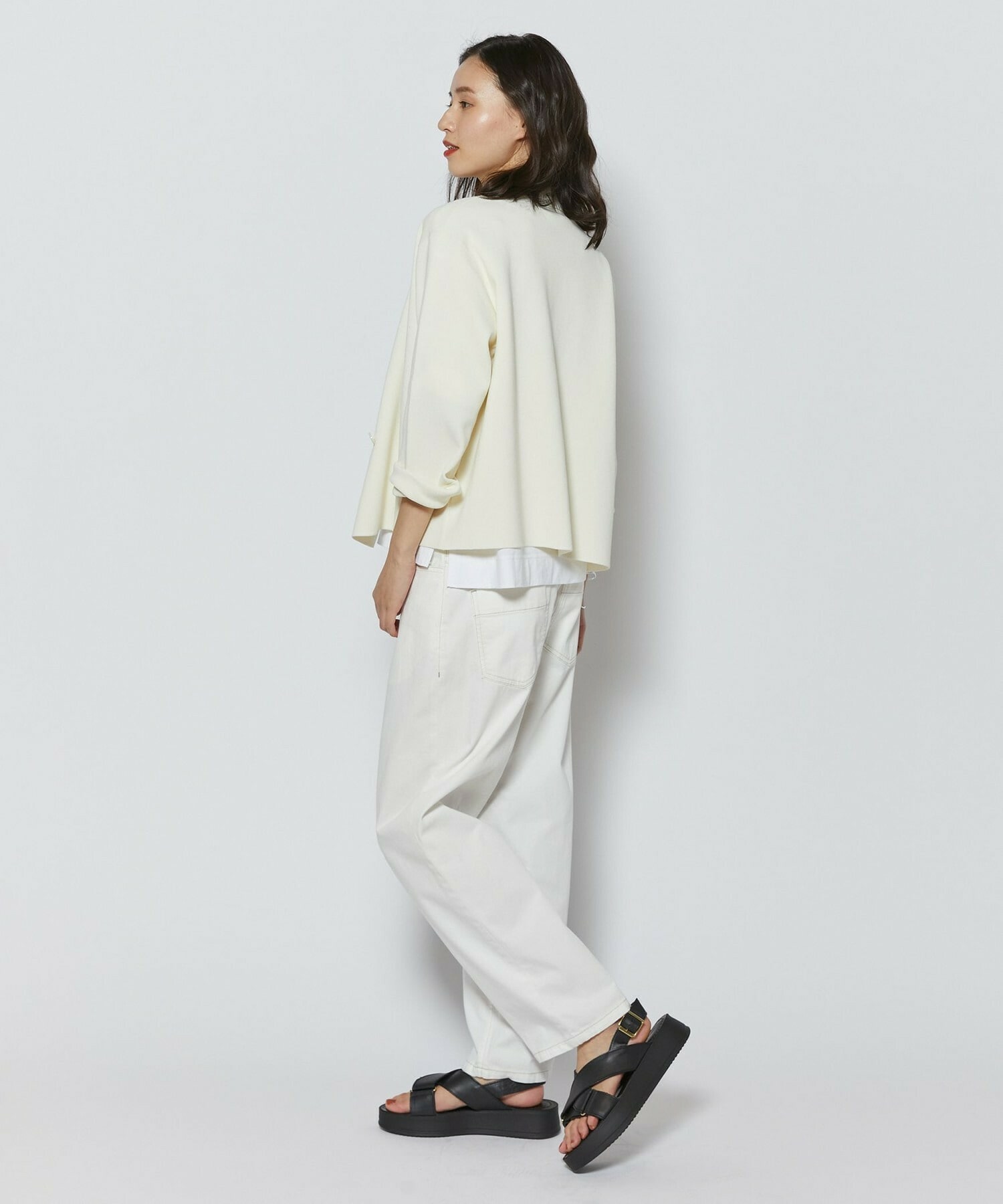 【L'EQUIPE】コットンポリミラノリブニットジャケット 詳細画像 ブラック 12