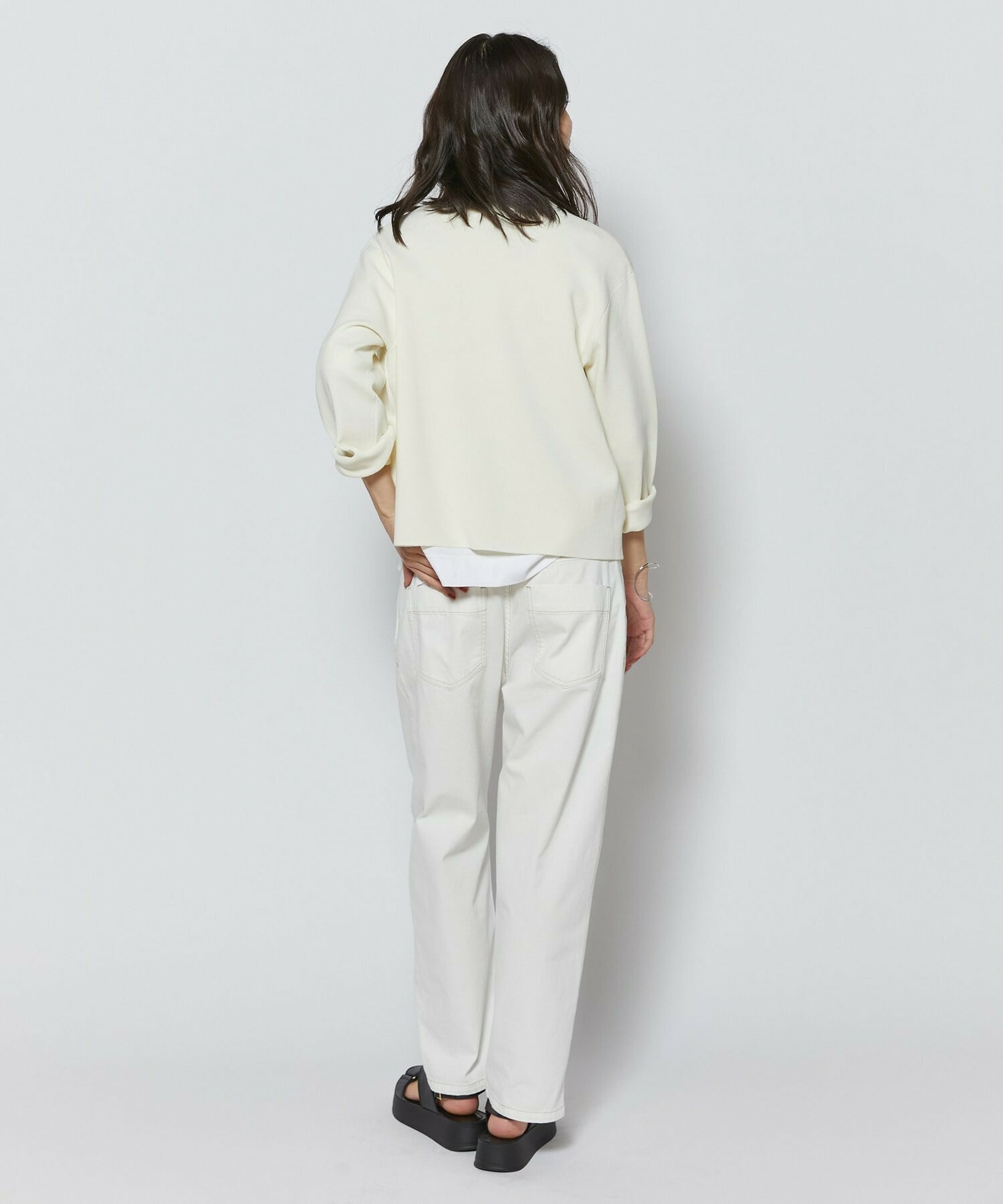 【L'EQUIPE】コットンポリミラノリブニットジャケット 詳細画像 ブラック 13