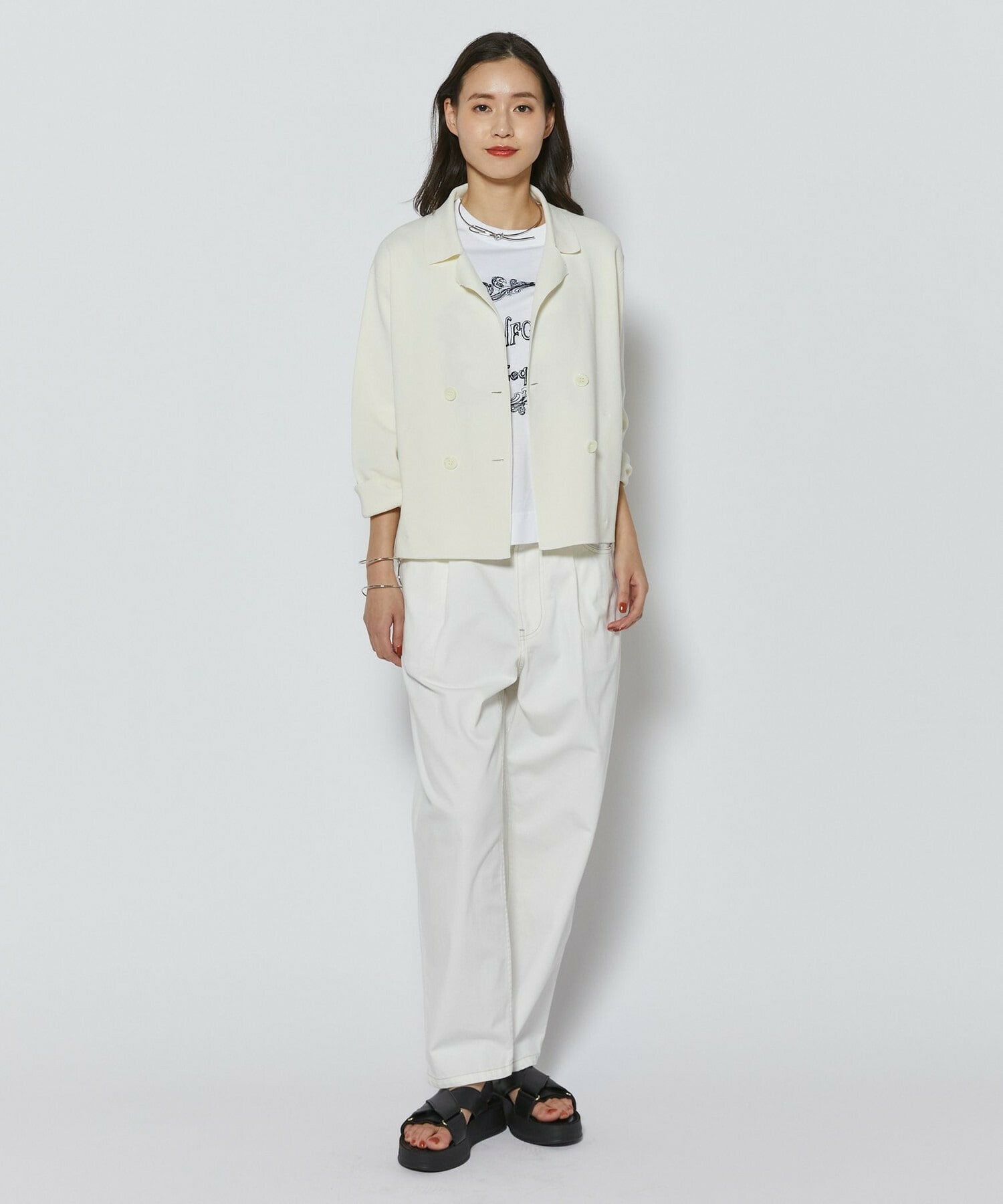 【L'EQUIPE】コットンポリミラノリブニットジャケット 詳細画像 ブラック 8