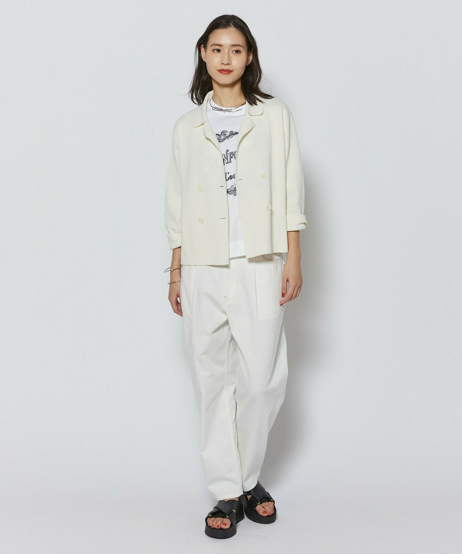 【L'EQUIPE】コットンポリミラノリブニットジャケット 詳細画像 ブラック 9