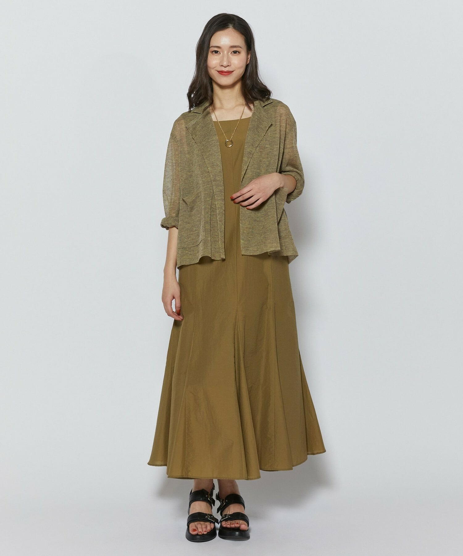 【L'EQUIPE】［eclat 2026年5月号掲載商品］麻ポリエステルニットジャケット 詳細画像 ブルー系その他 1