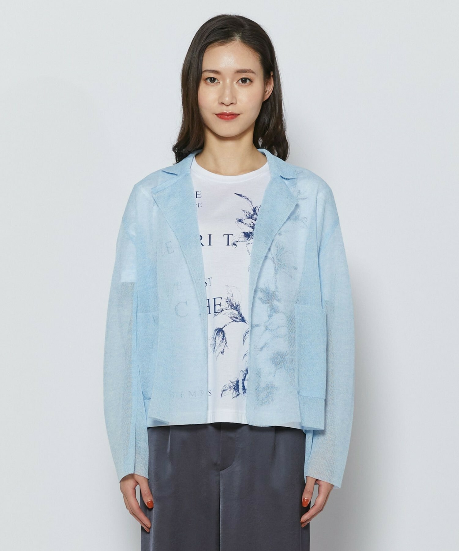 【L'EQUIPE】［eclat 2026年5月号掲載商品］麻ポリエステルニットジャケット 詳細画像 ブルー系その他 9