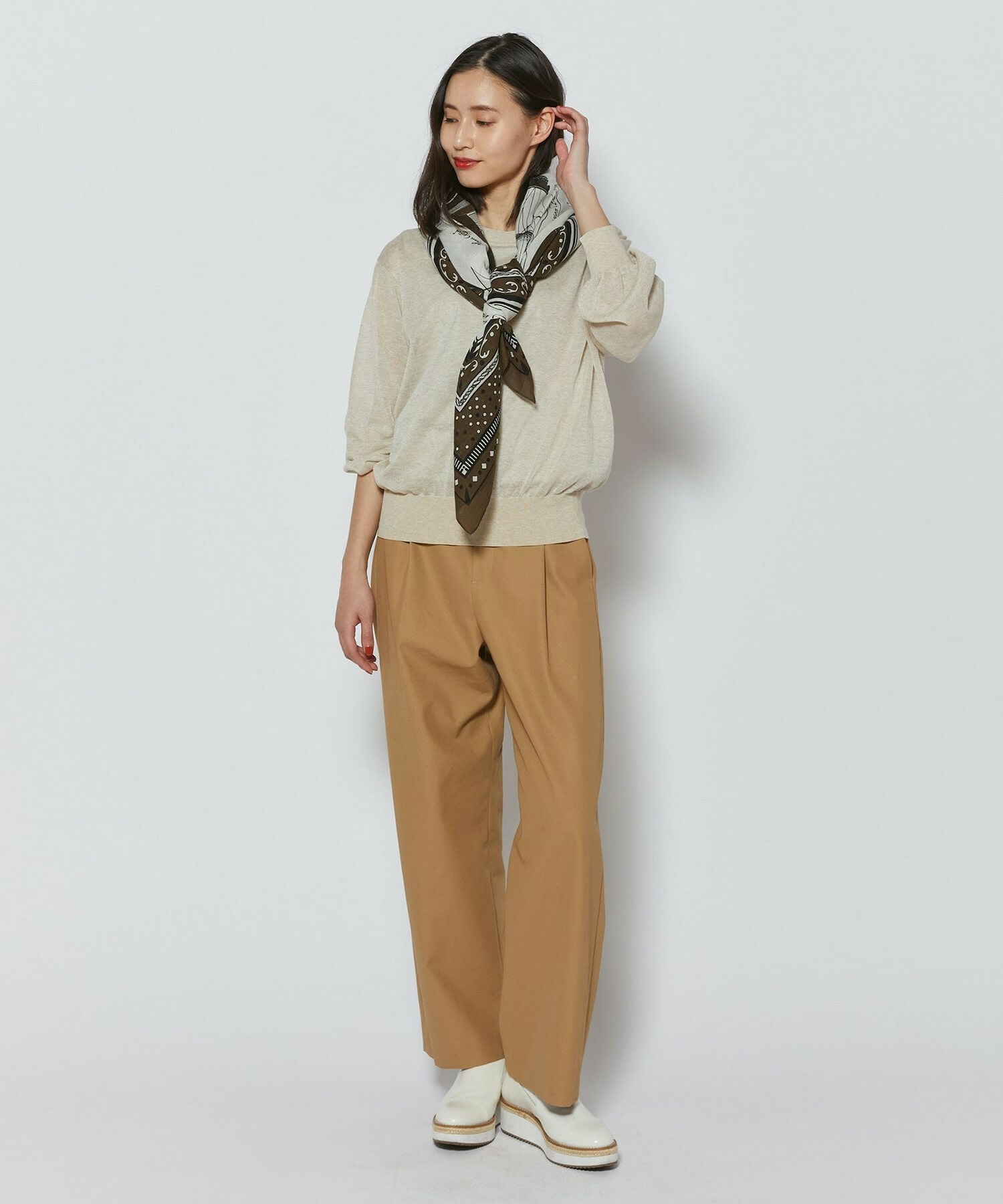 【L'EQUIPE】ブライトレーヨンニットプルオーバー 詳細画像 ライトグレー 1