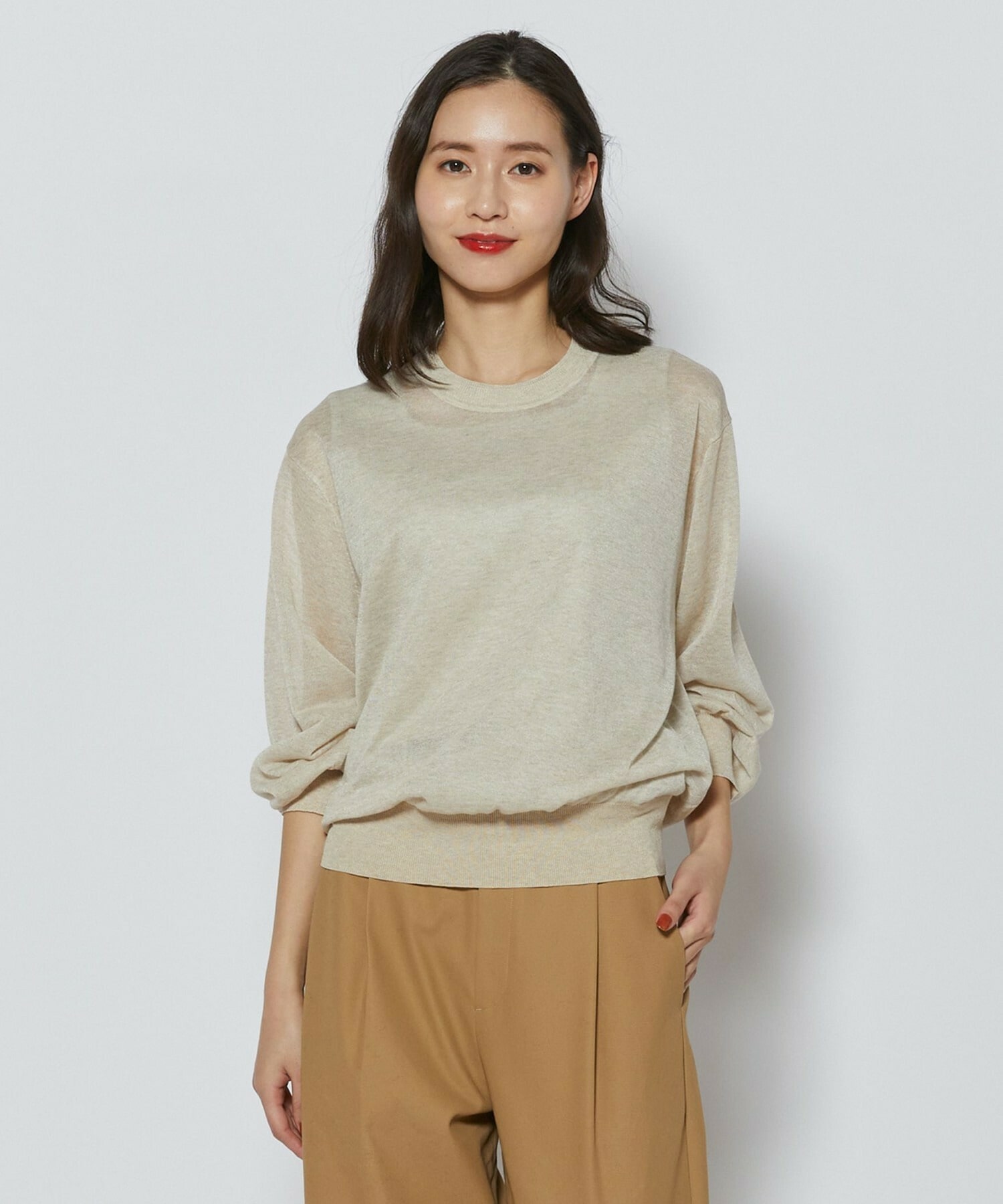 【L'EQUIPE】ブライトレーヨンニットプルオーバー 詳細画像 ライトベージュ 1