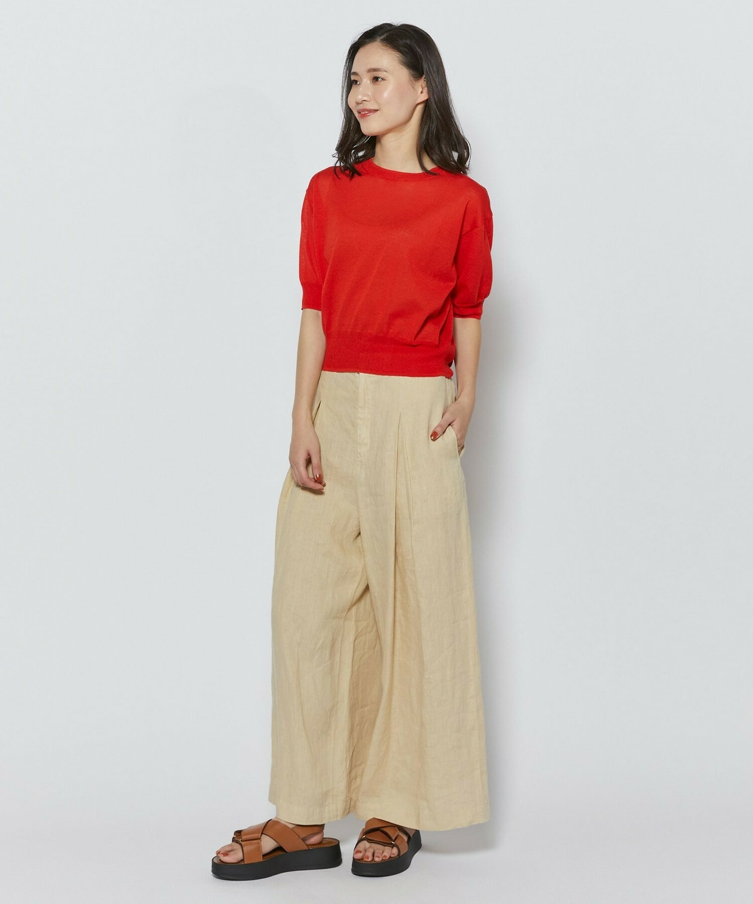 【L'EQUIPE】リネン混バック釦ニットトップス 詳細画像 ブラック 15