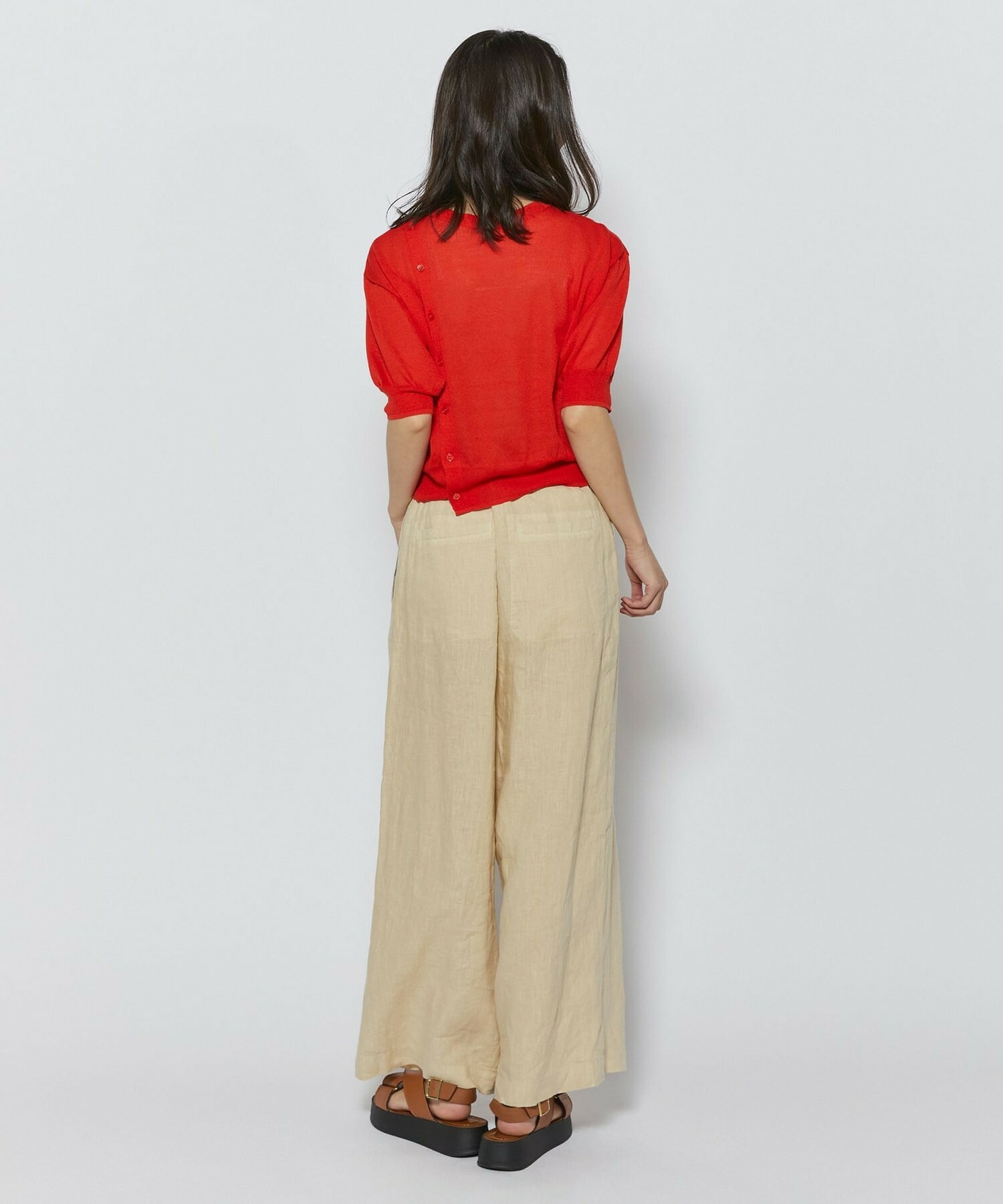 【L'EQUIPE】リネン混バック釦ニットトップス 詳細画像 ブラック 16