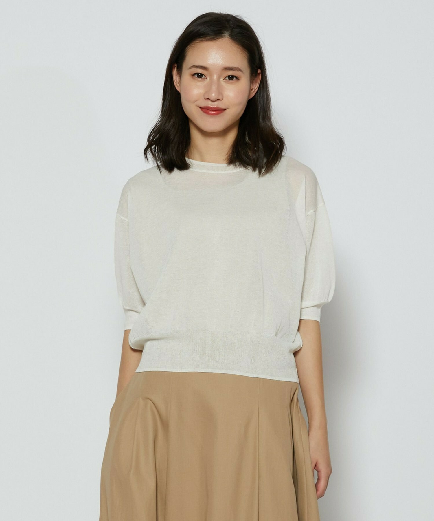 【L'EQUIPE】リネン混バック釦ニットトップス 詳細画像 オフホワイト 1