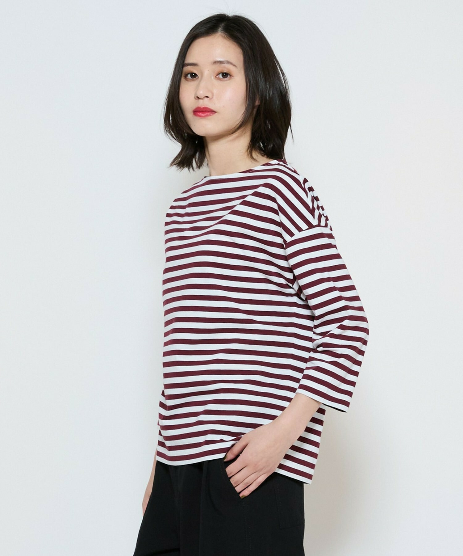 【L'EQUIPE】raspail&times;L&rsquo;EQUIPE 別注ボーダーカットソー 詳細画像 ボルドー 1