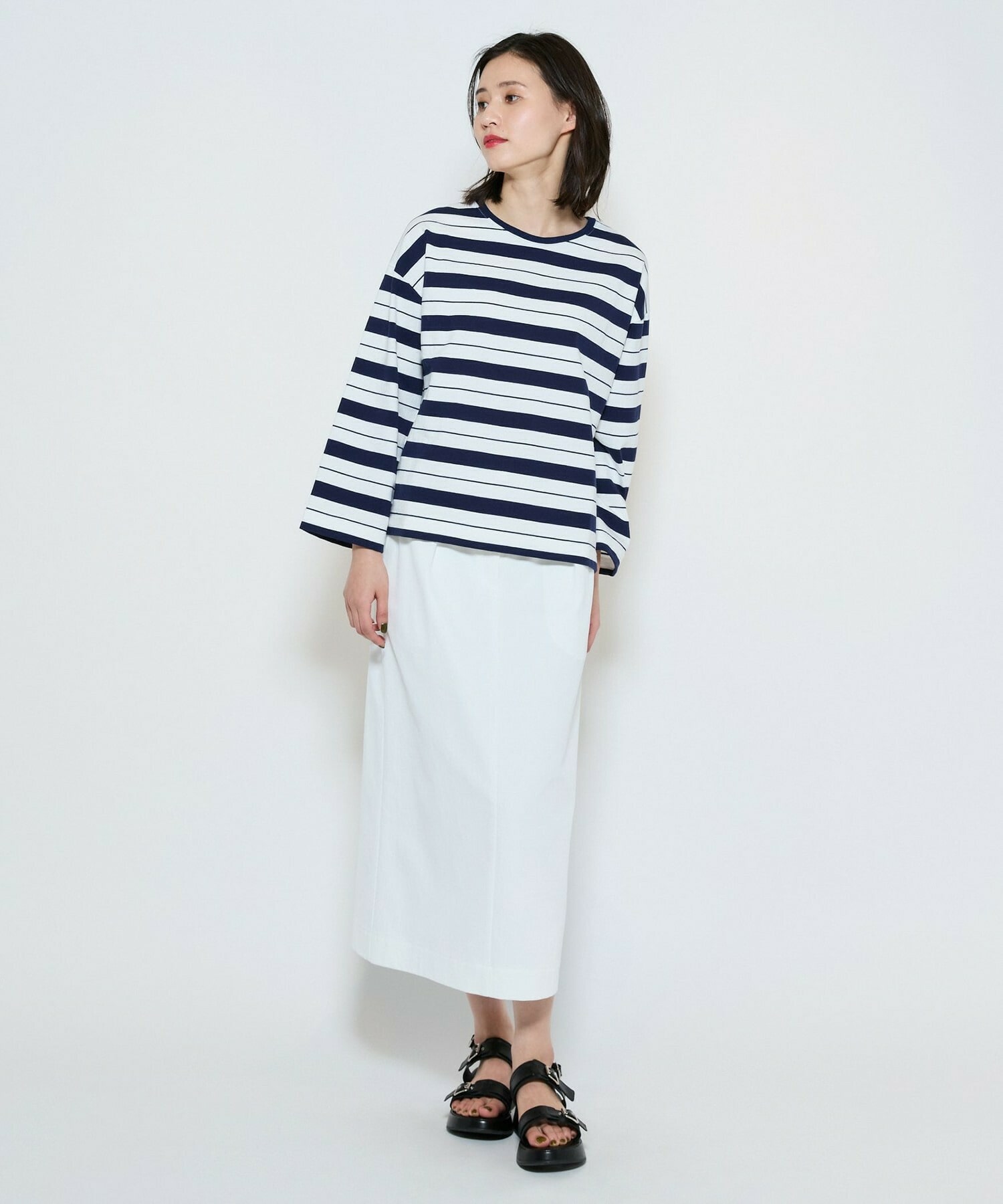 【L'EQUIPE】raspail&times;L&rsquo;EQUIPE 別注ニュアンスボーダーカットソー 詳細画像 ネイビー 6