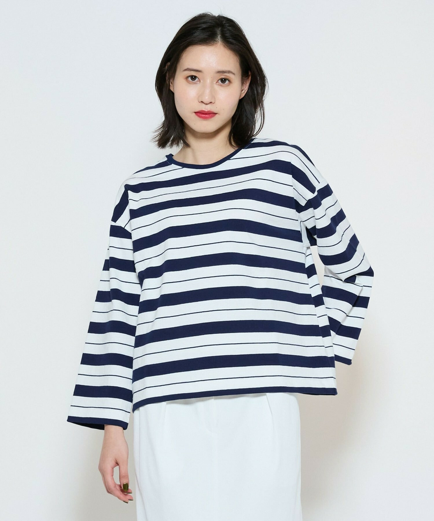 【L'EQUIPE】raspail&times;L&rsquo;EQUIPE 別注ニュアンスボーダーカットソー 詳細画像 ネイビー 1