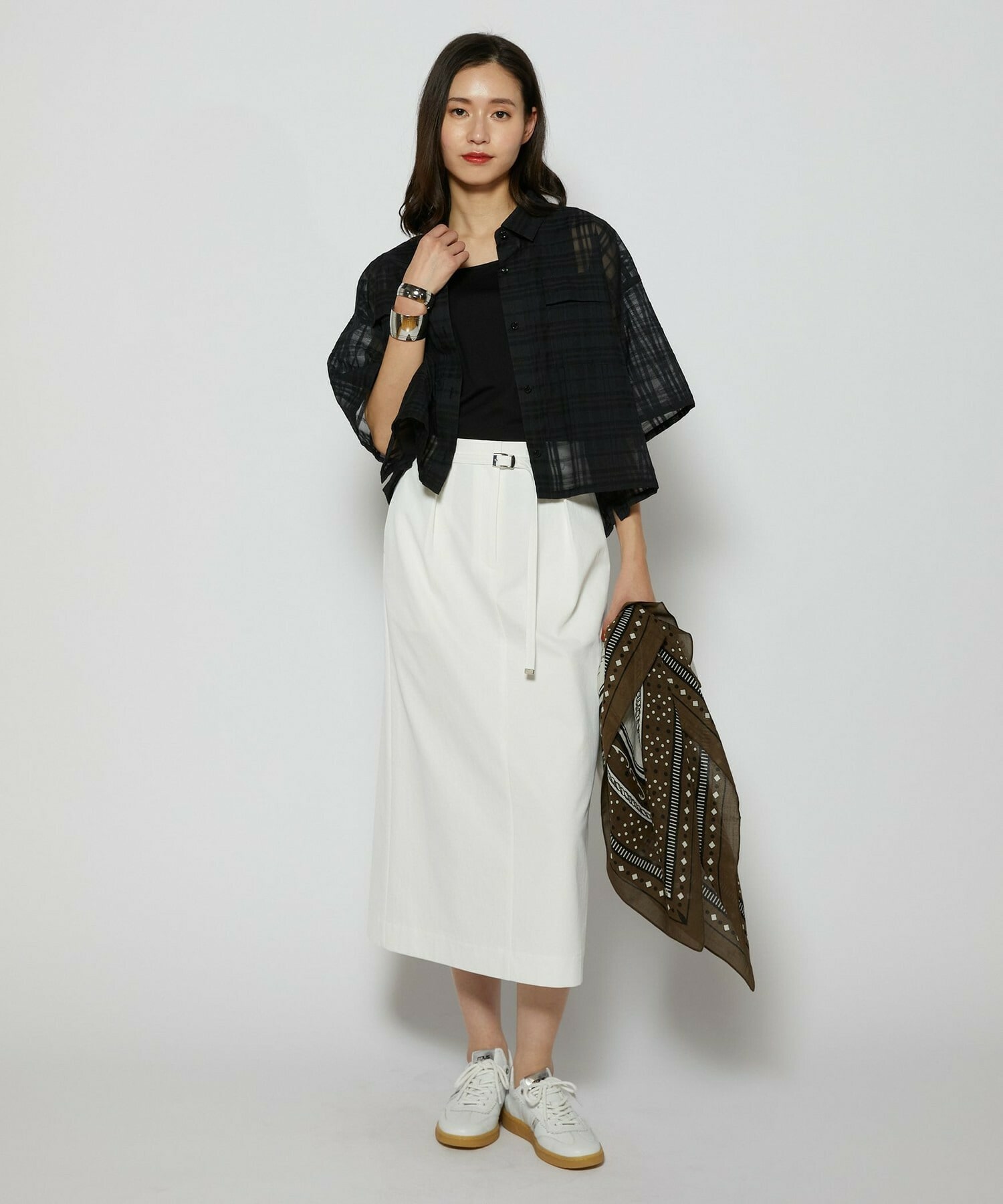 【L'EQUIPE】［eclat 2026年5月号掲載商品］manipuri カラー別注ストール 詳細画像 カーキ 12