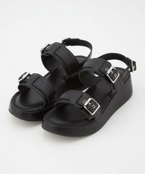 【L'EQUIPE】［eclat 2026年5月号掲載商品］CORSOROMA,9コラボWベルトサンダル 詳細画像 ブラック 1