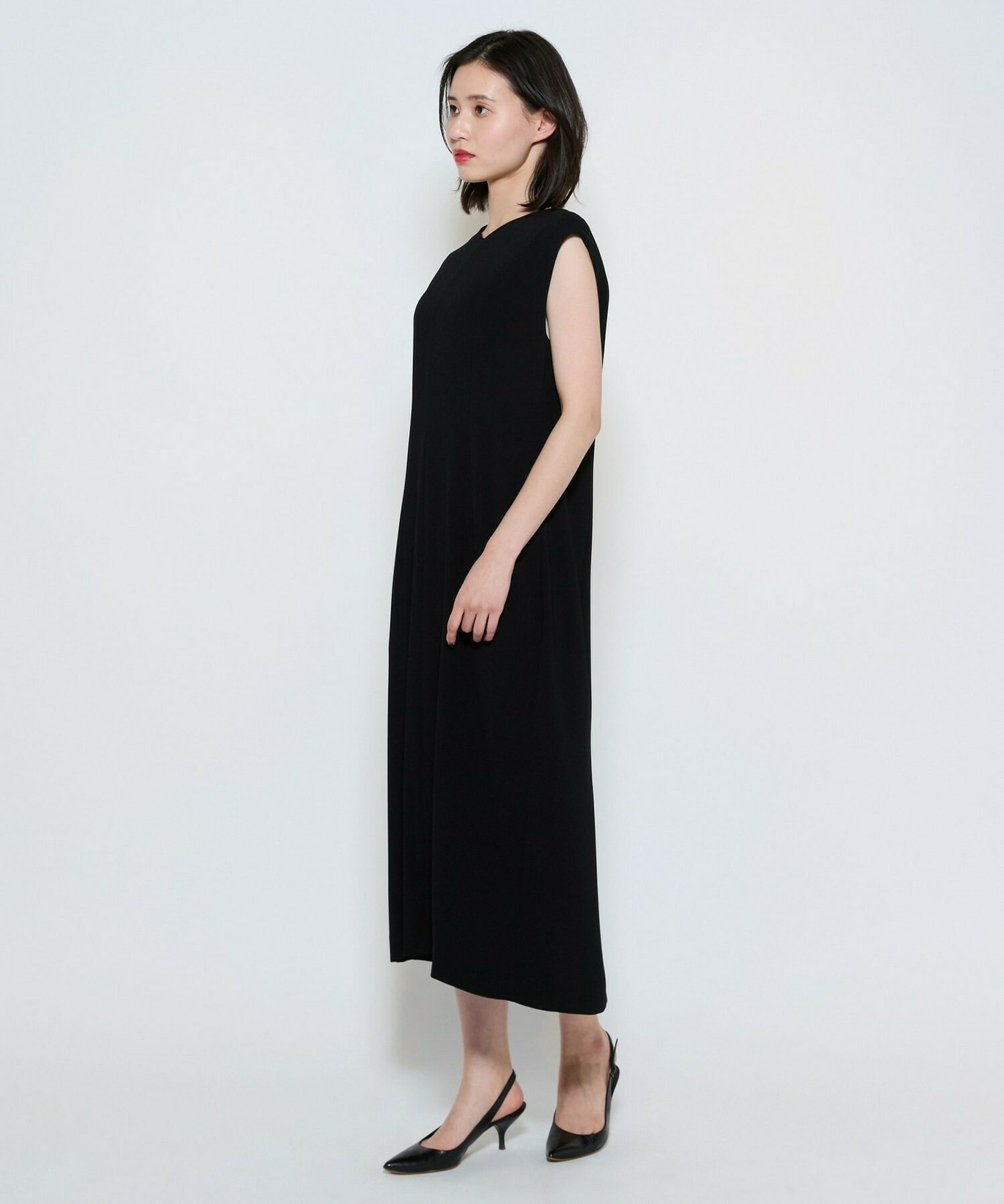 【L'EQUIPE】バックサテンノースリーブワンピース＜現行素材＞ 詳細画像 ブラック 3
