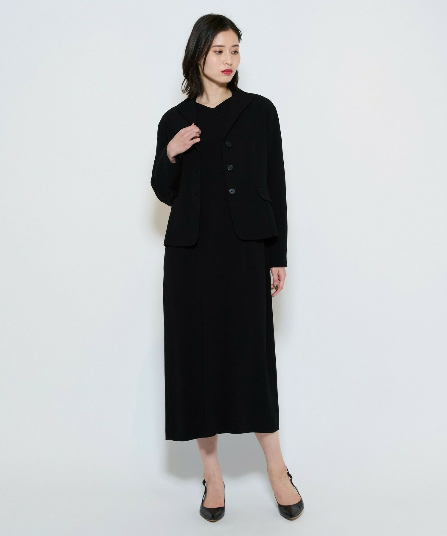 【L'EQUIPE】バックサテンノースリーブワンピース＜現行素材＞ 詳細画像 ブラック 6