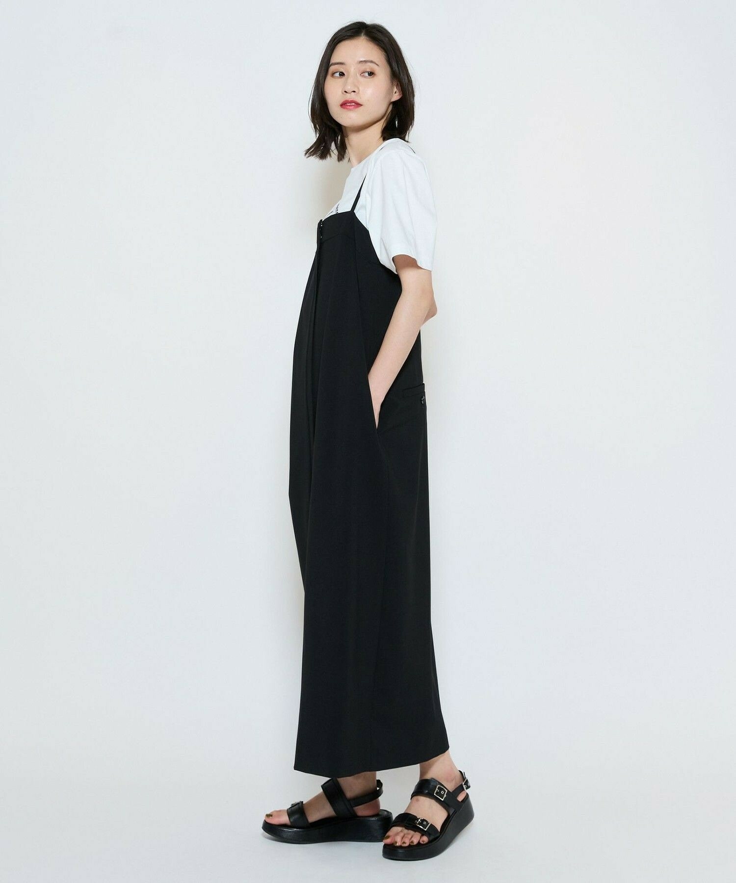【L'EQUIPE】ウォッシャブル2WAYワンピース 詳細画像 ブラック 3