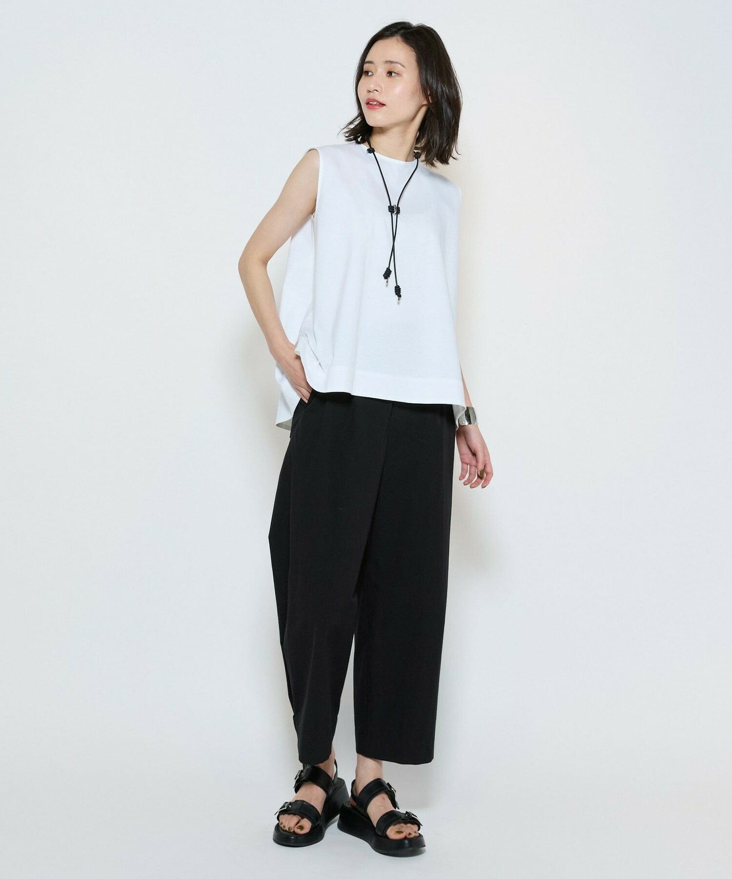 【L'EQUIPE】40/-ダンプ近江晒ワイドパンツ 詳細画像 ブラック 22