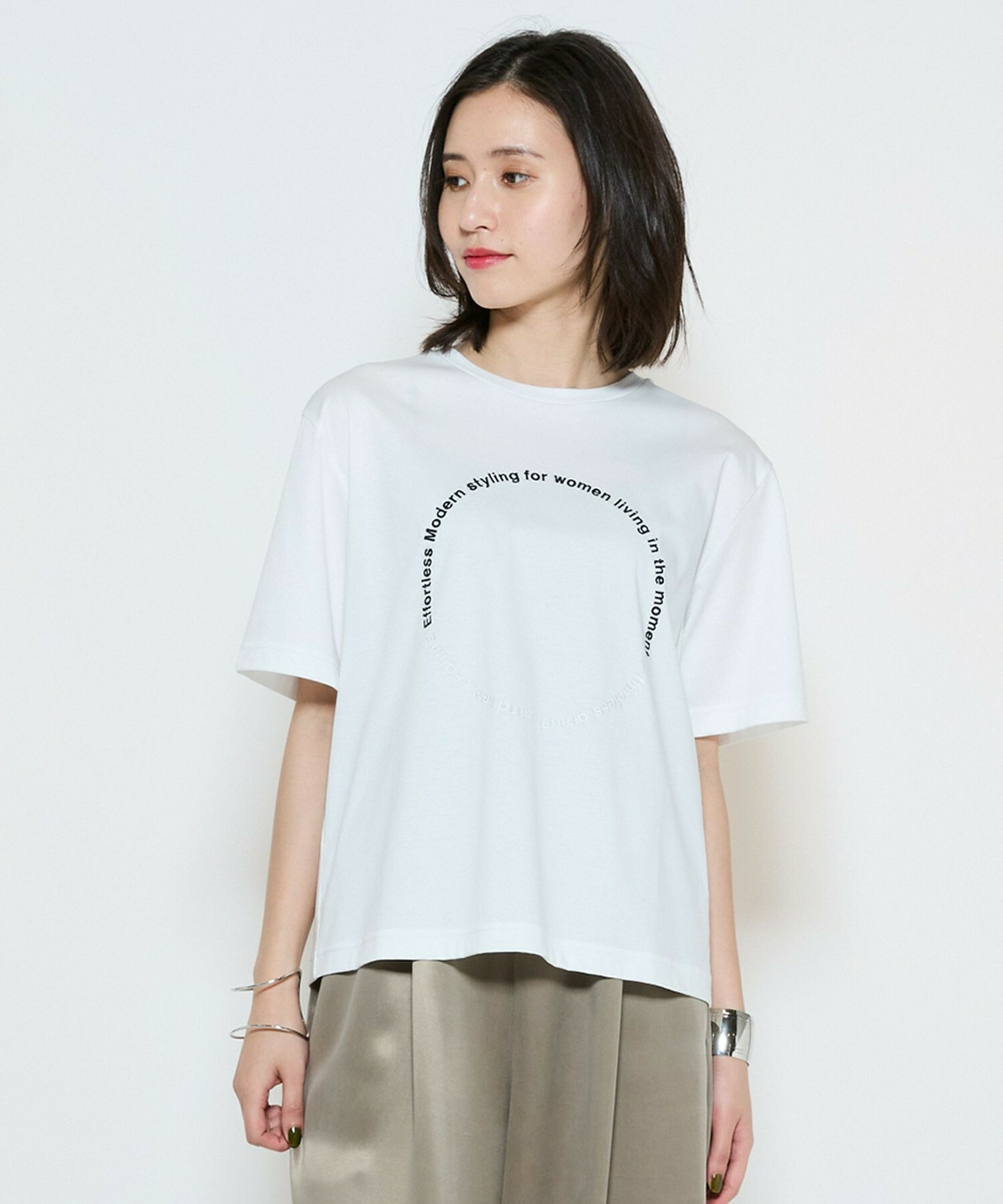 【L'EQUIPE】サークル刺繡Tシャツ 詳細画像 ホワイト 1