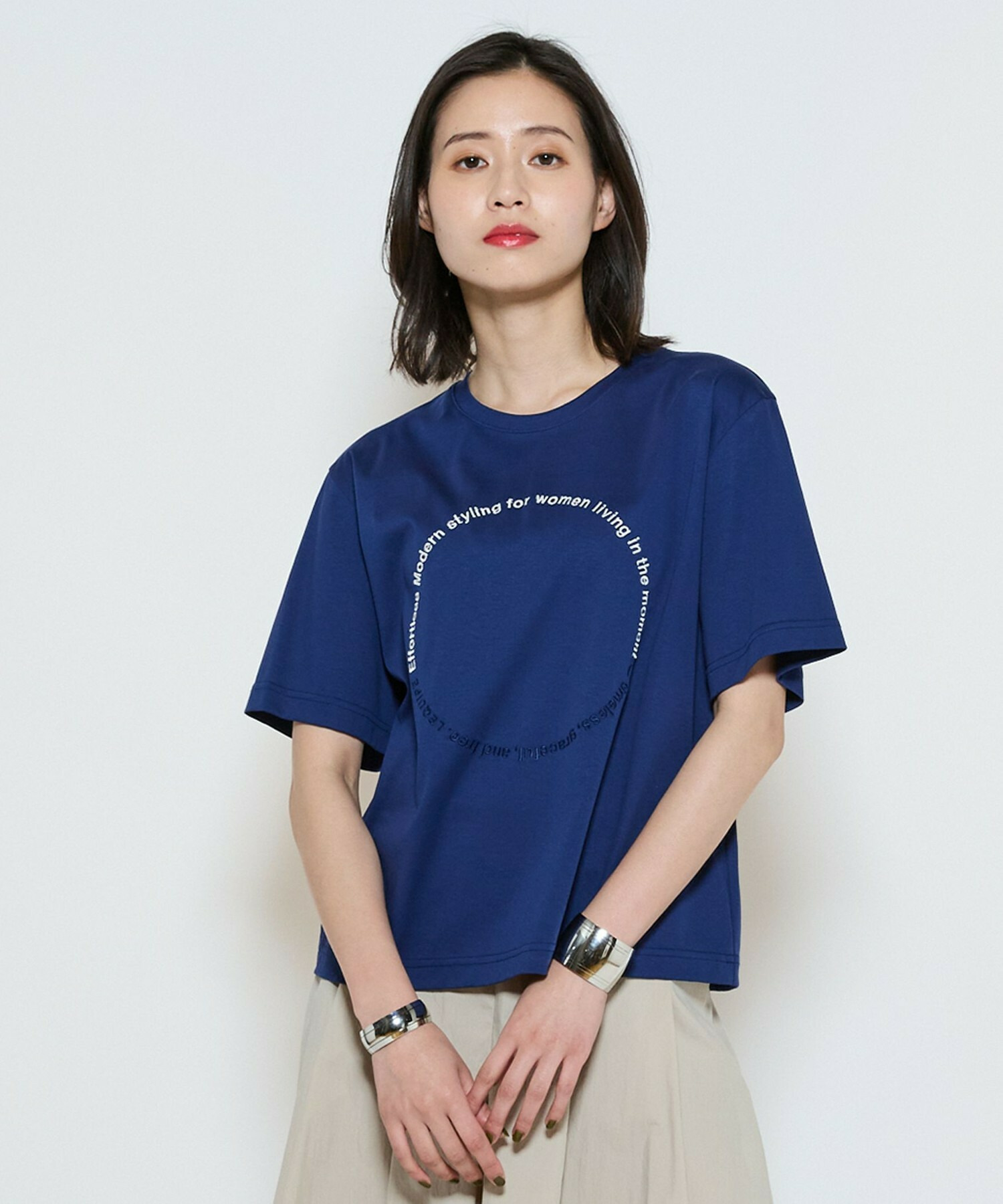 【L'EQUIPE】サークル刺繡Tシャツ 詳細画像 ブルー 1