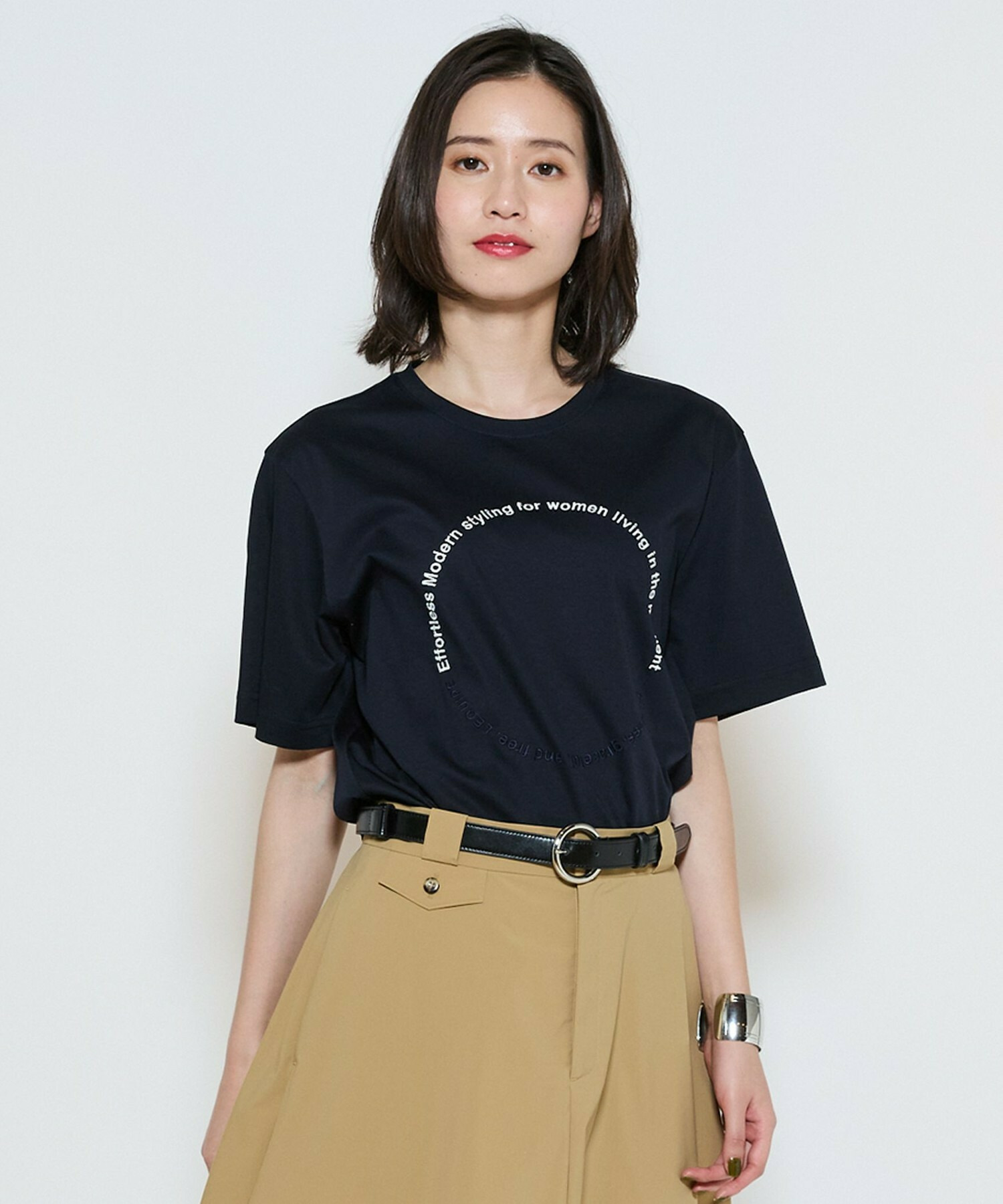 【L'EQUIPE】サークル刺繡Tシャツ 詳細画像 ネイビー 1