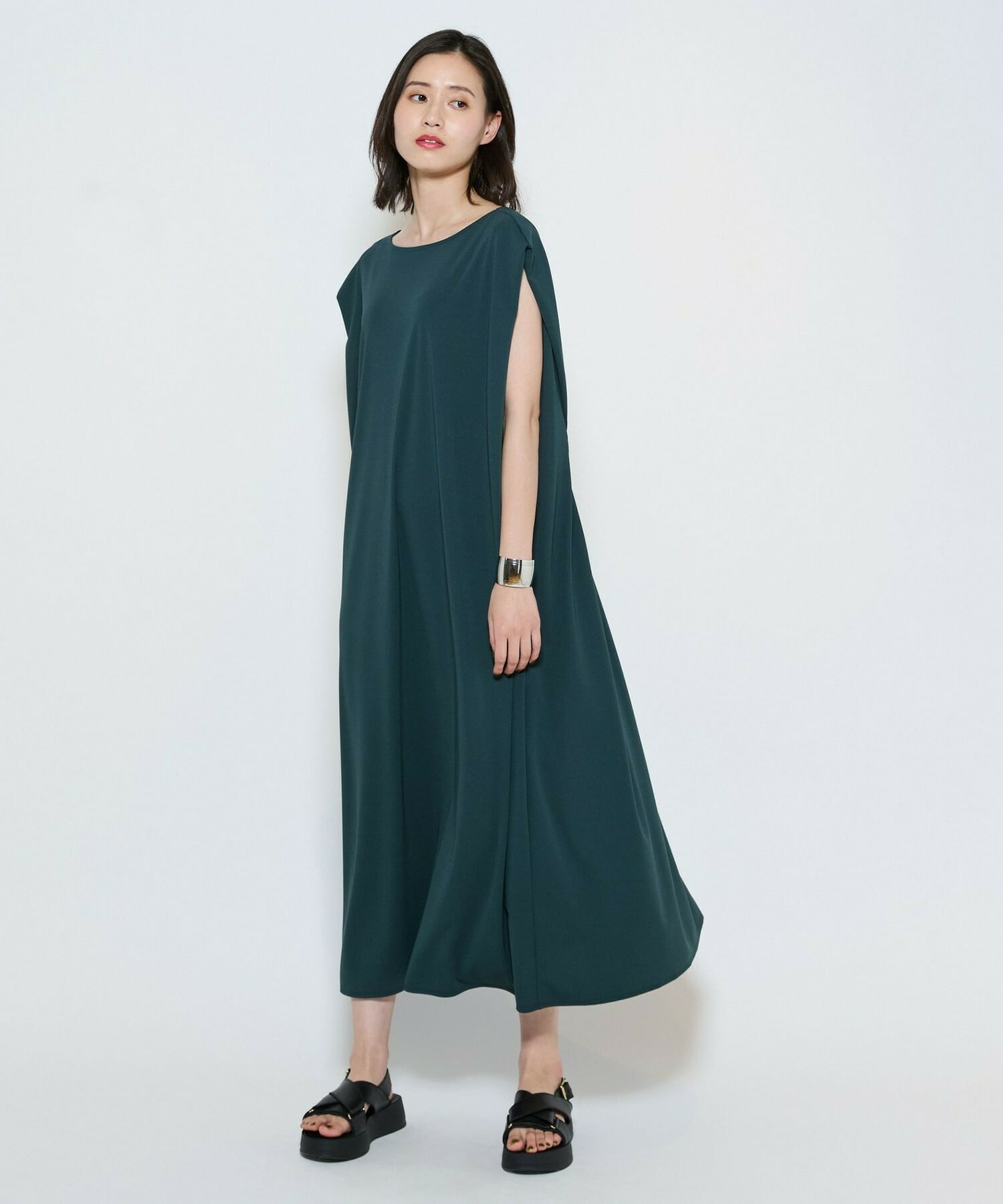 【L'EQUIPE】強撚スムースワンピース 詳細画像 グリーン 1