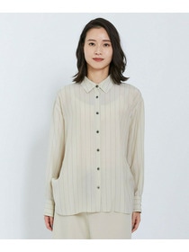 【L'EQUIPE】【Lサイズ】キュプラコットンストライプシャツ 詳細画像 ベージュ系その他 11