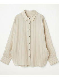 【L'EQUIPE】【Lサイズ】キュプラコットンストライプシャツ 詳細画像 ベージュ系その他 23