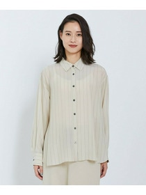 【L'EQUIPE】【Lサイズ】キュプラコットンストライプシャツ 詳細画像 ベージュ系その他 5