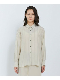 【L'EQUIPE】【Lサイズ】キュプラコットンストライプシャツ 詳細画像 ベージュ系その他 8