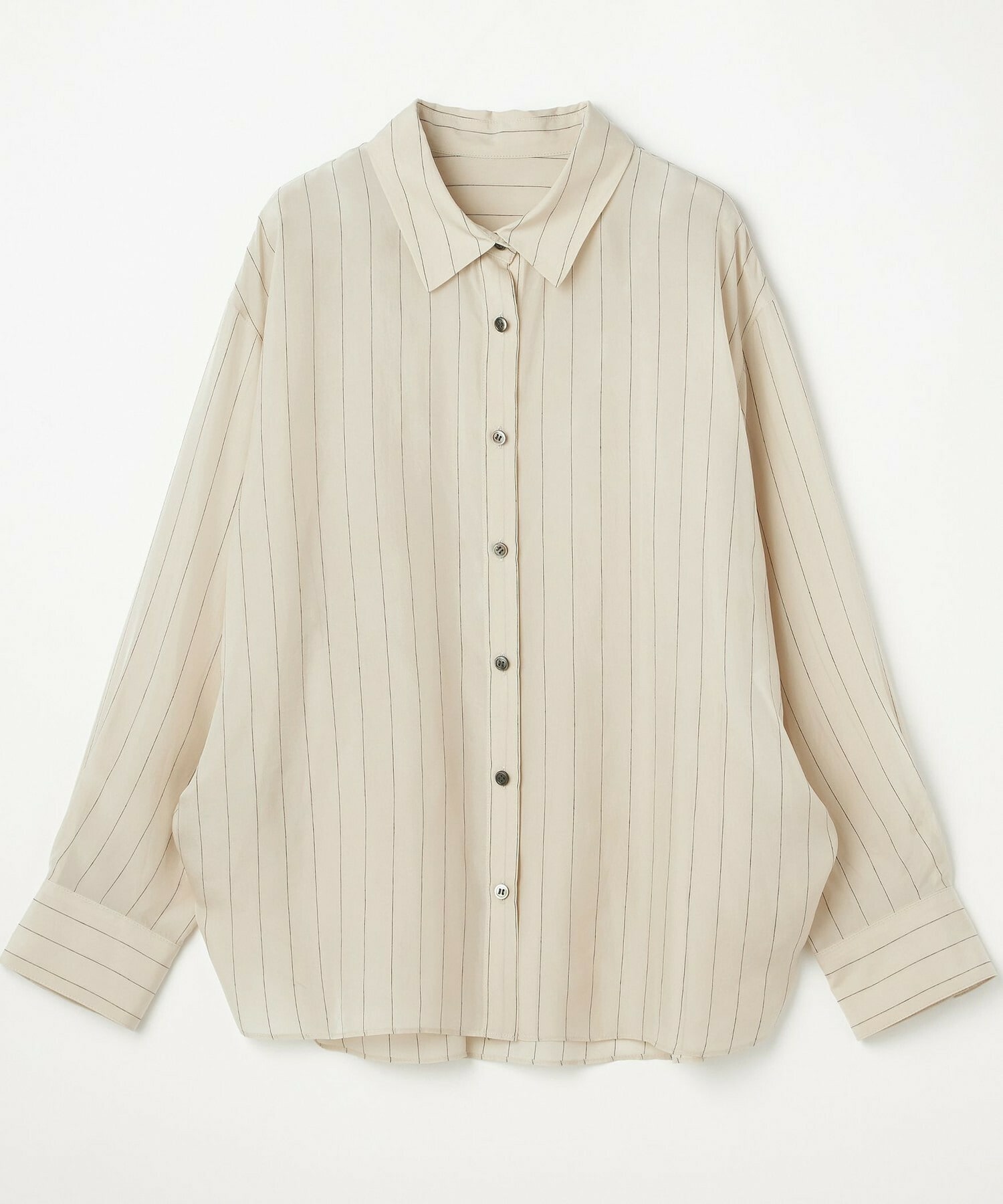 【L'EQUIPE】【Lサイズ】キュプラコットンストライプシャツ 詳細画像 ベージュ系その他 23