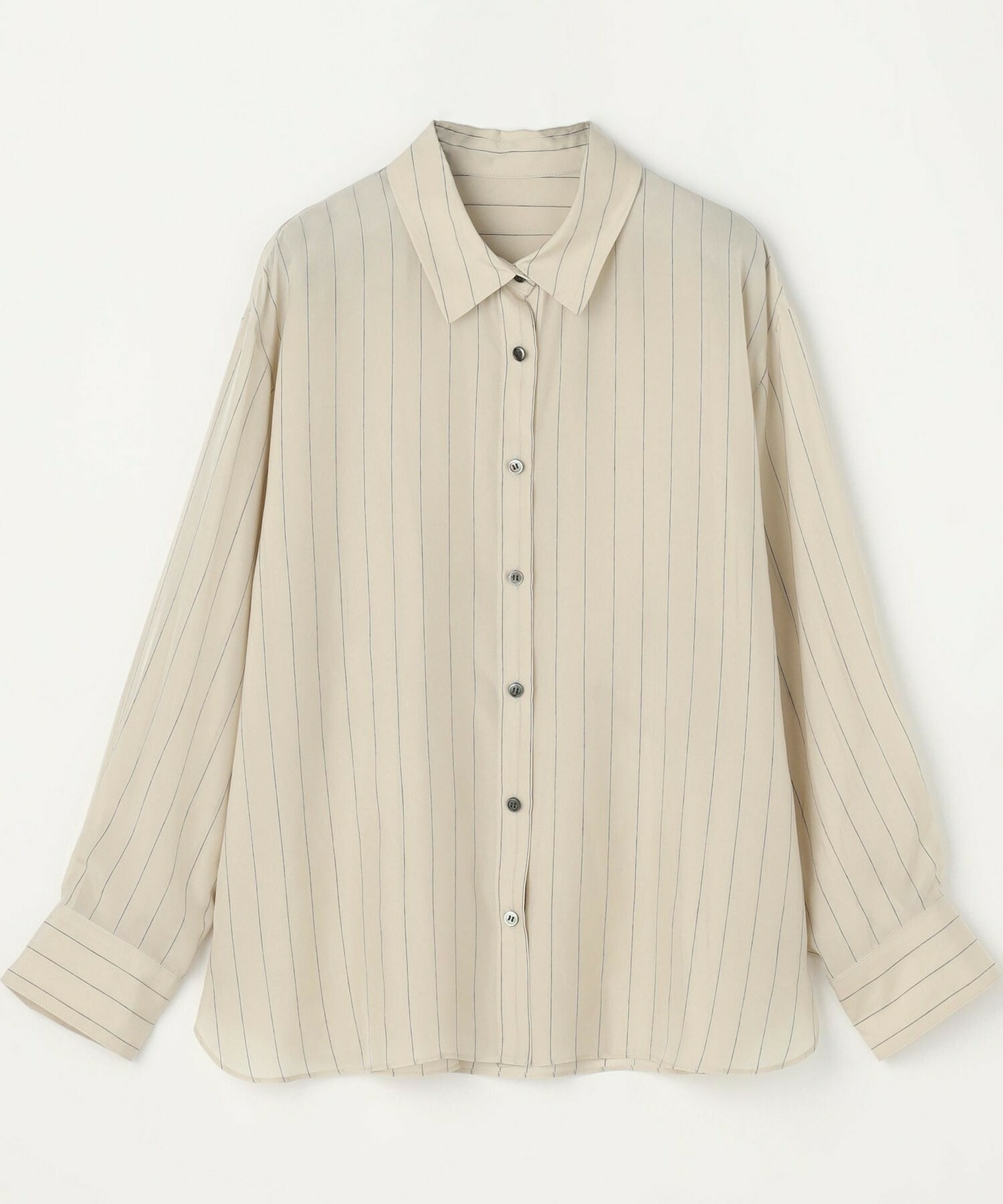 【L'EQUIPE】【Lサイズ】キュプラコットンストライプシャツ 詳細画像 ベージュ系その他 1
