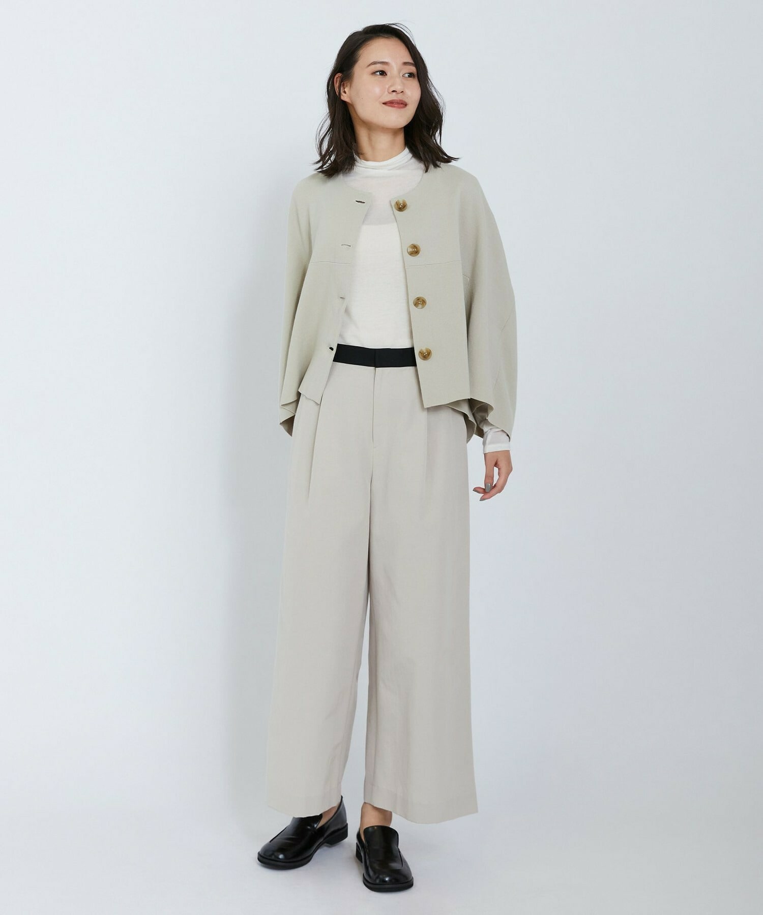 【L'EQUIPE】【Lサイズ】アセテートグログランパンツ 詳細画像 グリーン系その他 5