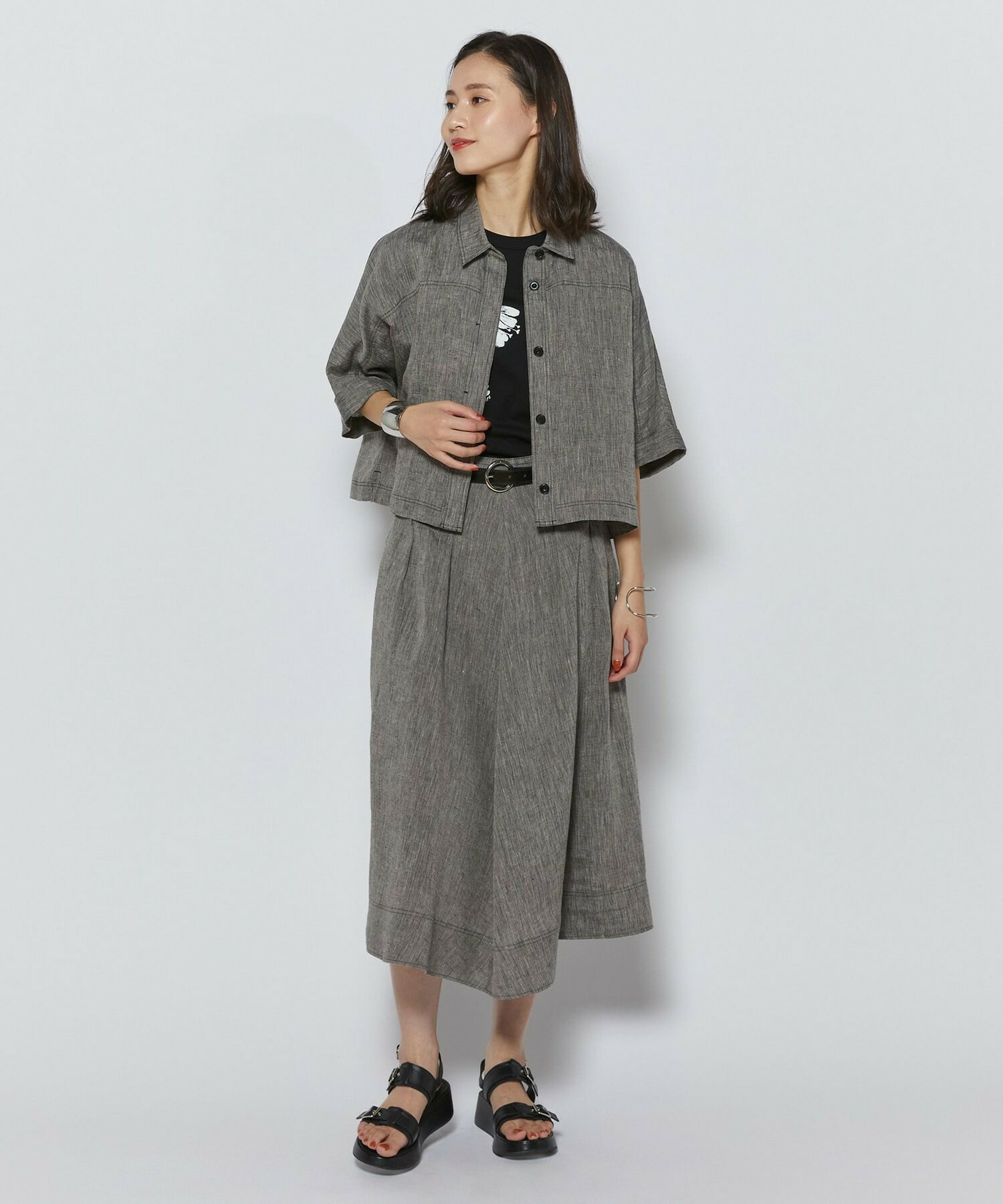 【L'EQUIPE】［eclat 2026年5月号掲載商品］【Lサイズ】ヘンプ麻シャツ 詳細画像 ブラック系その他 1