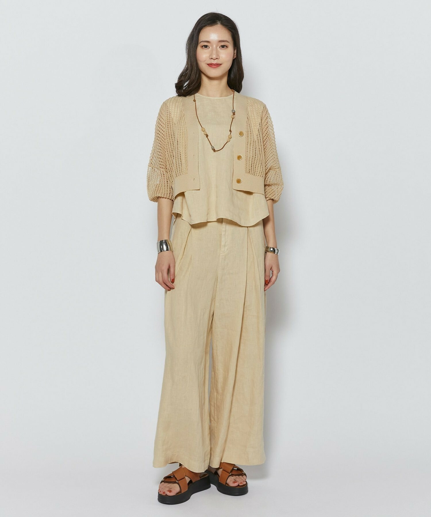 【L'EQUIPE】［eclat 2026年5月号掲載商品］【Lサイズ】ピュアリネンガーメントダイパンツ 詳細画像 ベージュ 4