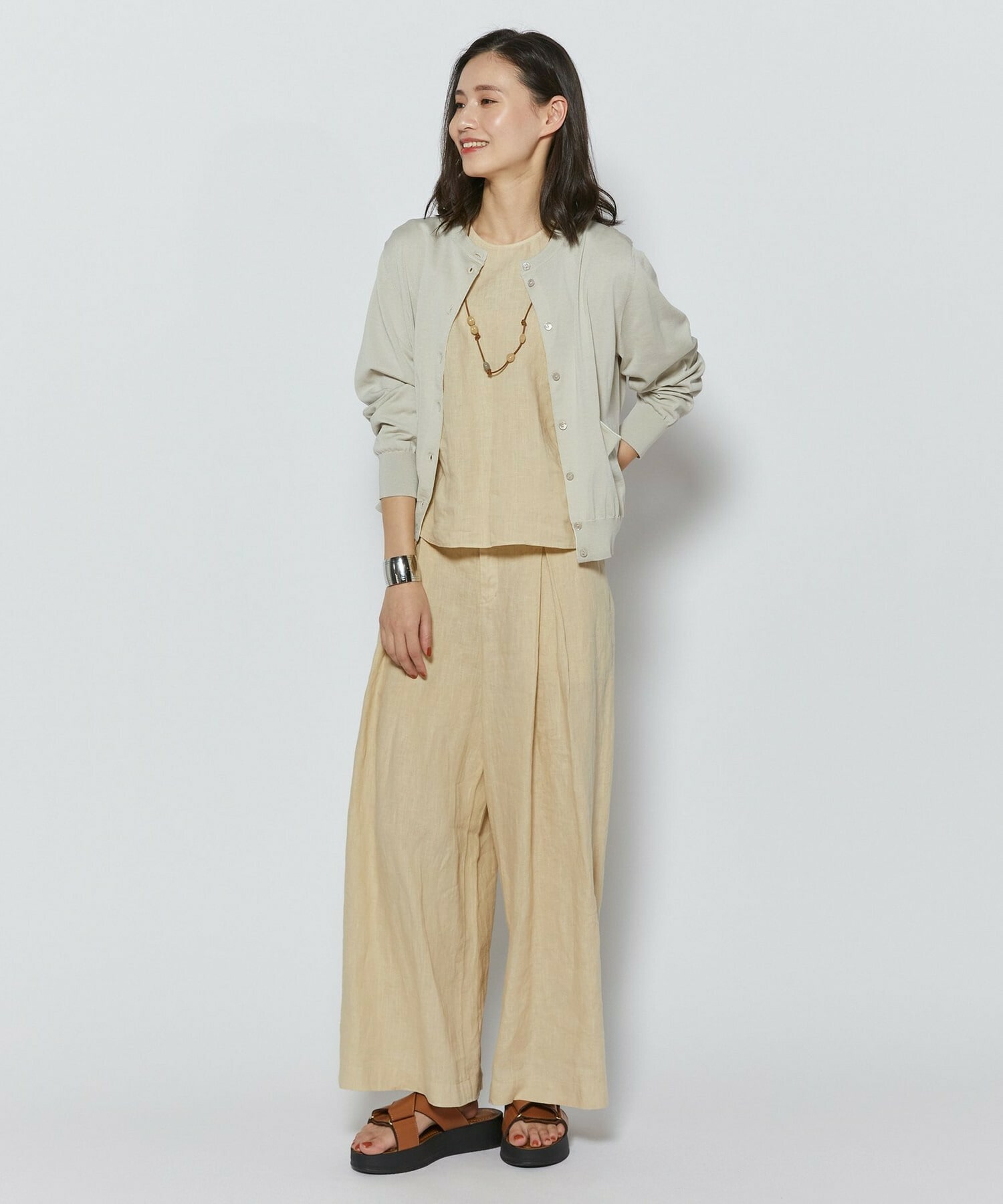 【L'EQUIPE】［eclat 2026年5月号掲載商品］【Lサイズ】ピュアリネンガーメントダイパンツ 詳細画像 ベージュ 7