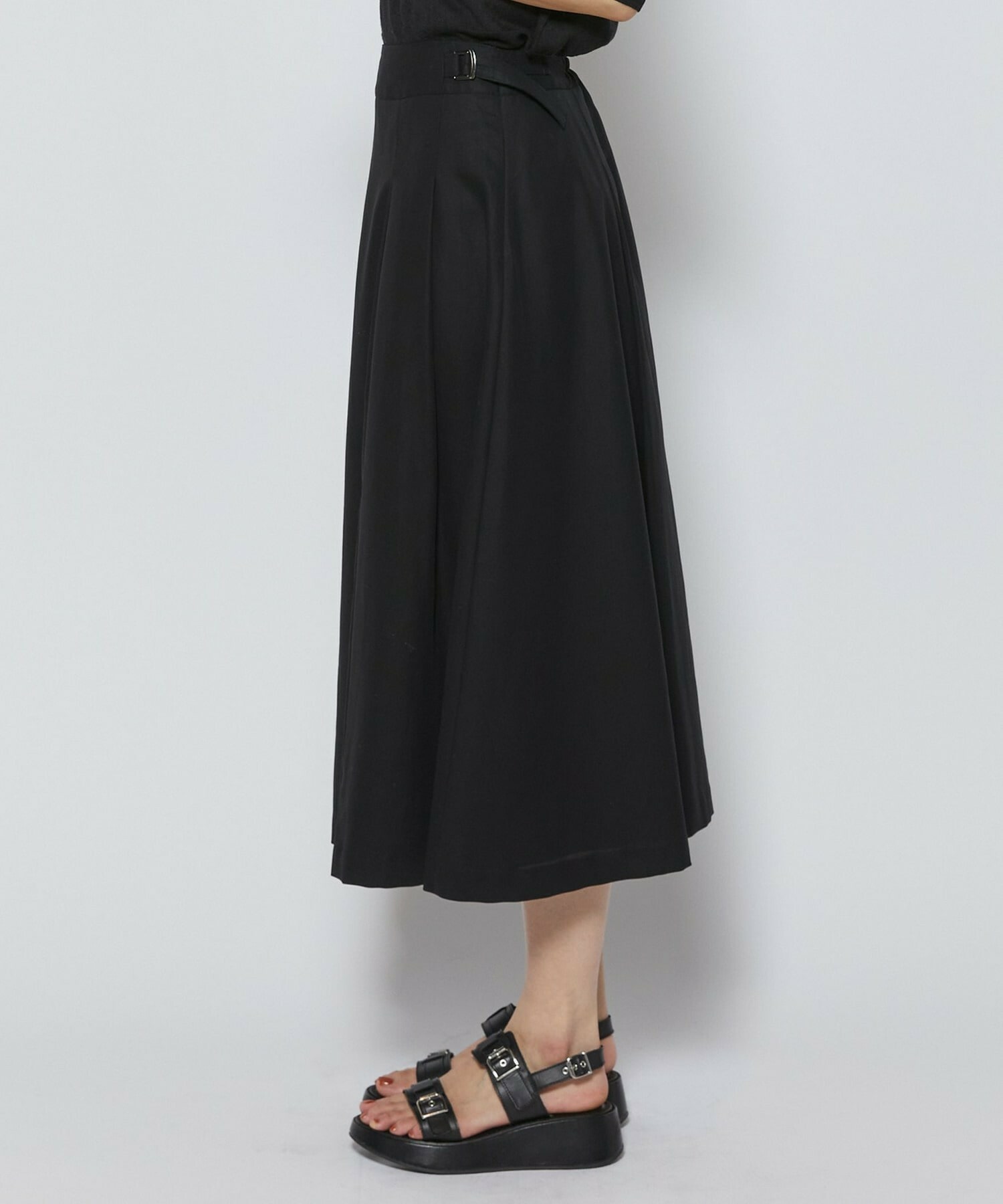 【L'EQUIPE】【Lサイズ】100/2オーガニックコットンスカート 詳細画像 ブラック 4