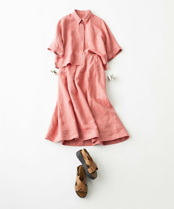 ［eclat 2026年5月号掲載商品］【Lサイズ】ヘンプ麻スカート 詳細画像 レッド系その他 2