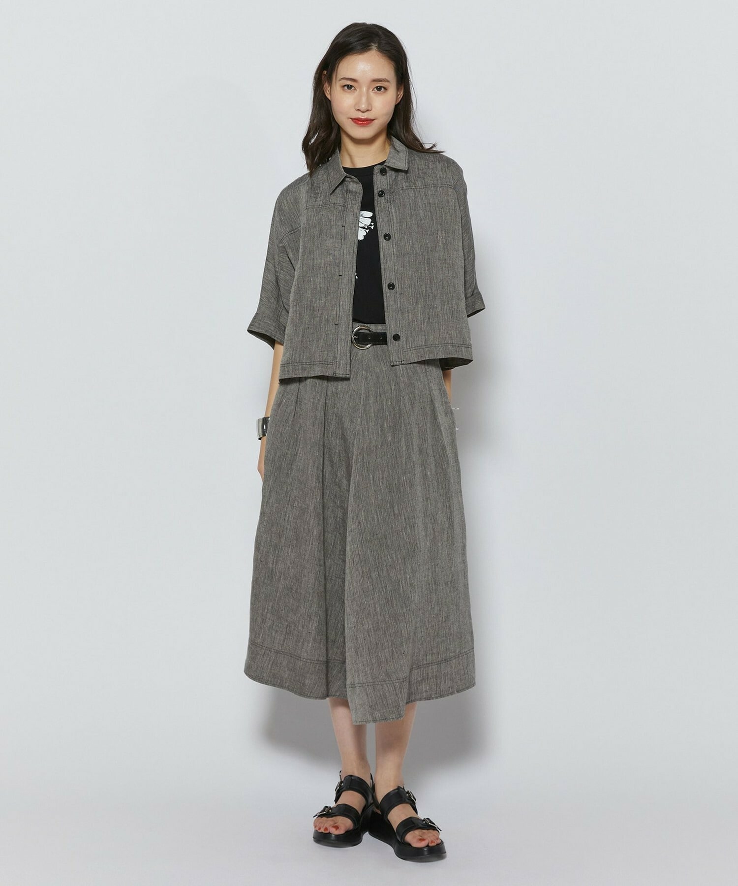 【L'EQUIPE】［eclat 2026年5月号掲載商品］【Lサイズ】ヘンプ麻スカート 詳細画像 ブラック系その他 5