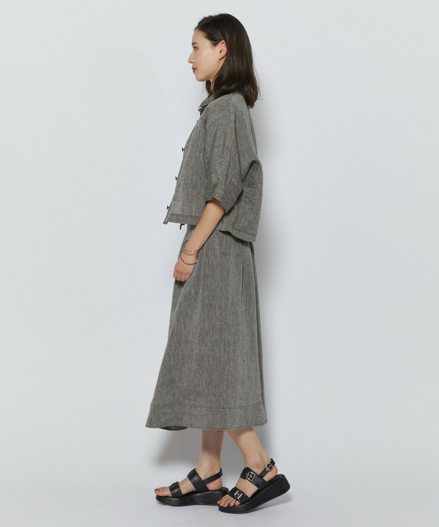 【L'EQUIPE】［eclat 2026年5月号掲載商品］【Lサイズ】ヘンプ麻スカート 詳細画像 ブラック系その他 6