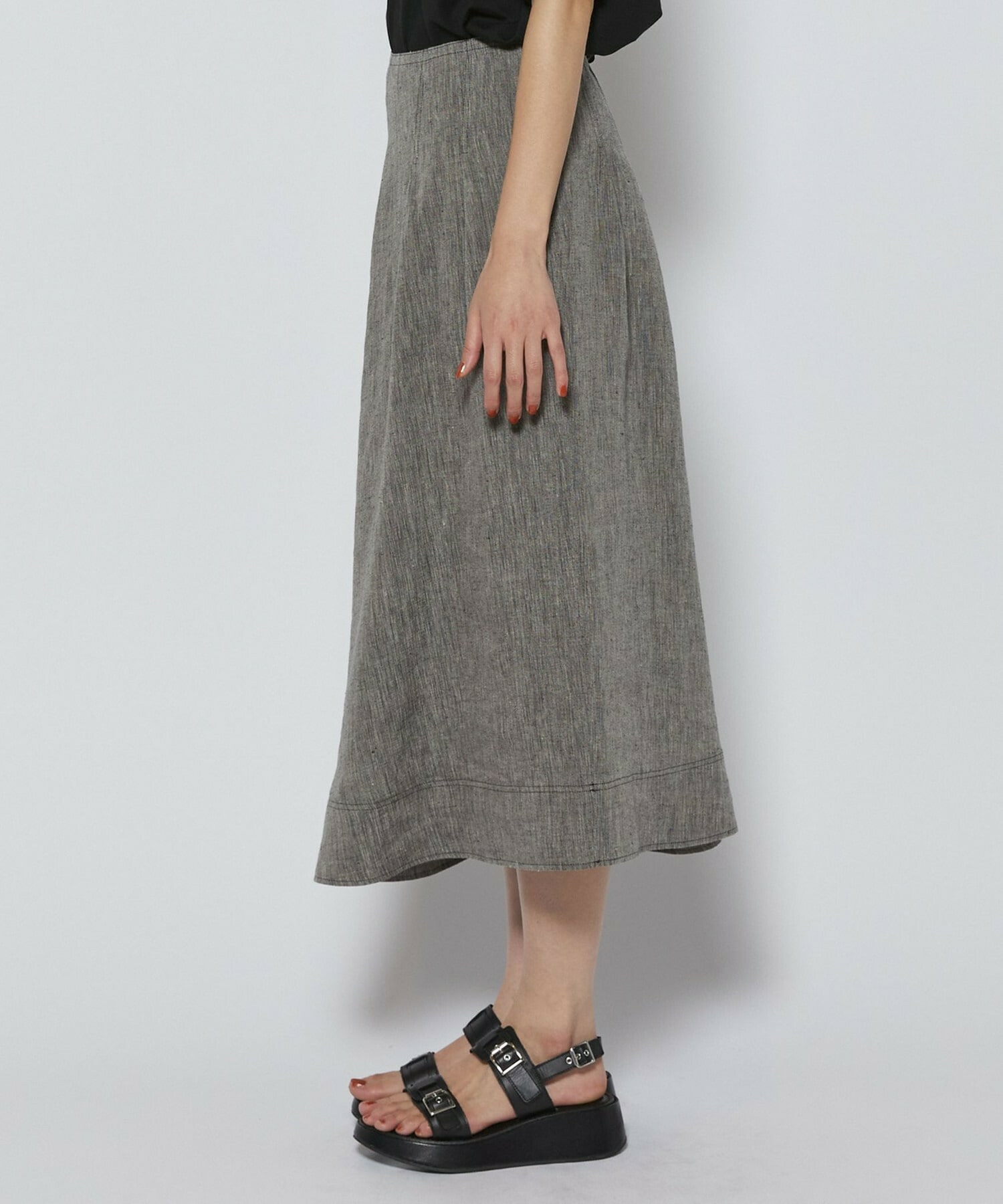 【L'EQUIPE】［eclat 2026年5月号掲載商品］【Lサイズ】ヘンプ麻スカート 詳細画像 ブラック系その他 9