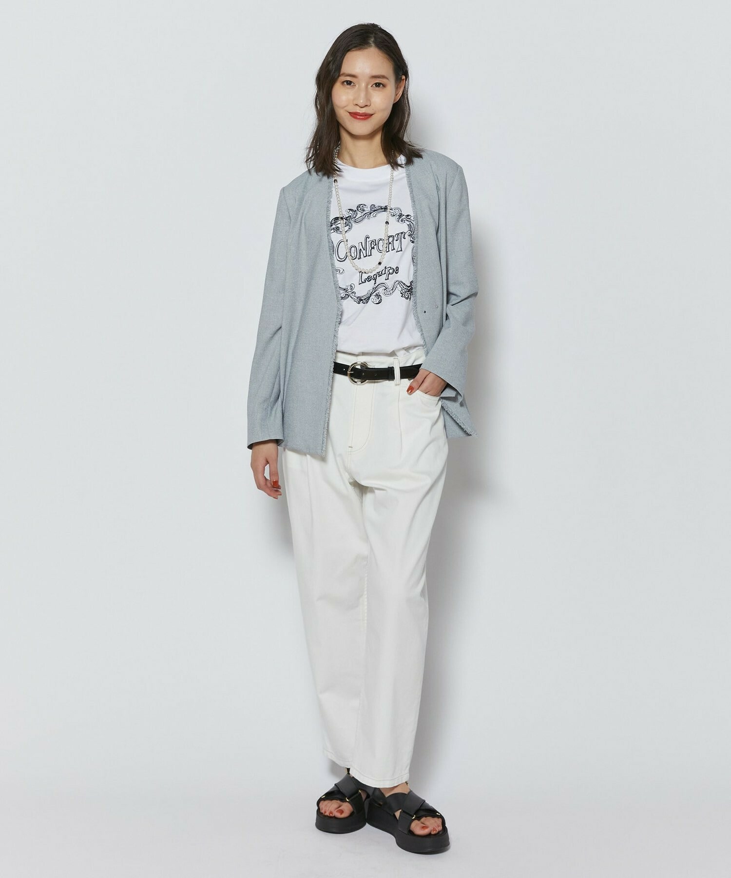 【L'EQUIPE】【Lサイズ】フレームロゴTシャツ 詳細画像 ホワイト 6