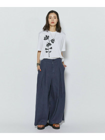 【L'EQUIPE】【Lサイズ】フラワー顔料プリントTシャツ 詳細画像 ブラック 1