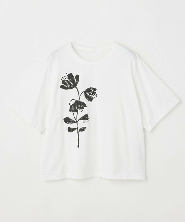 【L'EQUIPE】【Lサイズ】フラワー顔料プリントTシャツ