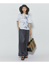 【L'EQUIPE】【Lサイズ】60/2シルケット天竺フラワーロゴプリントTシャツ 詳細画像 カーキ 2