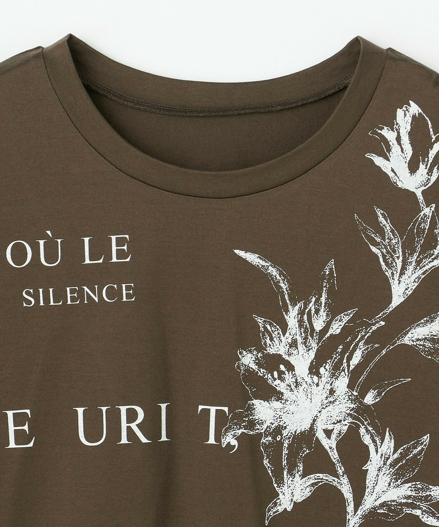 【L'EQUIPE】【Lサイズ】60/2シルケット天竺フラワーロゴプリントTシャツ 詳細画像 カーキ 12